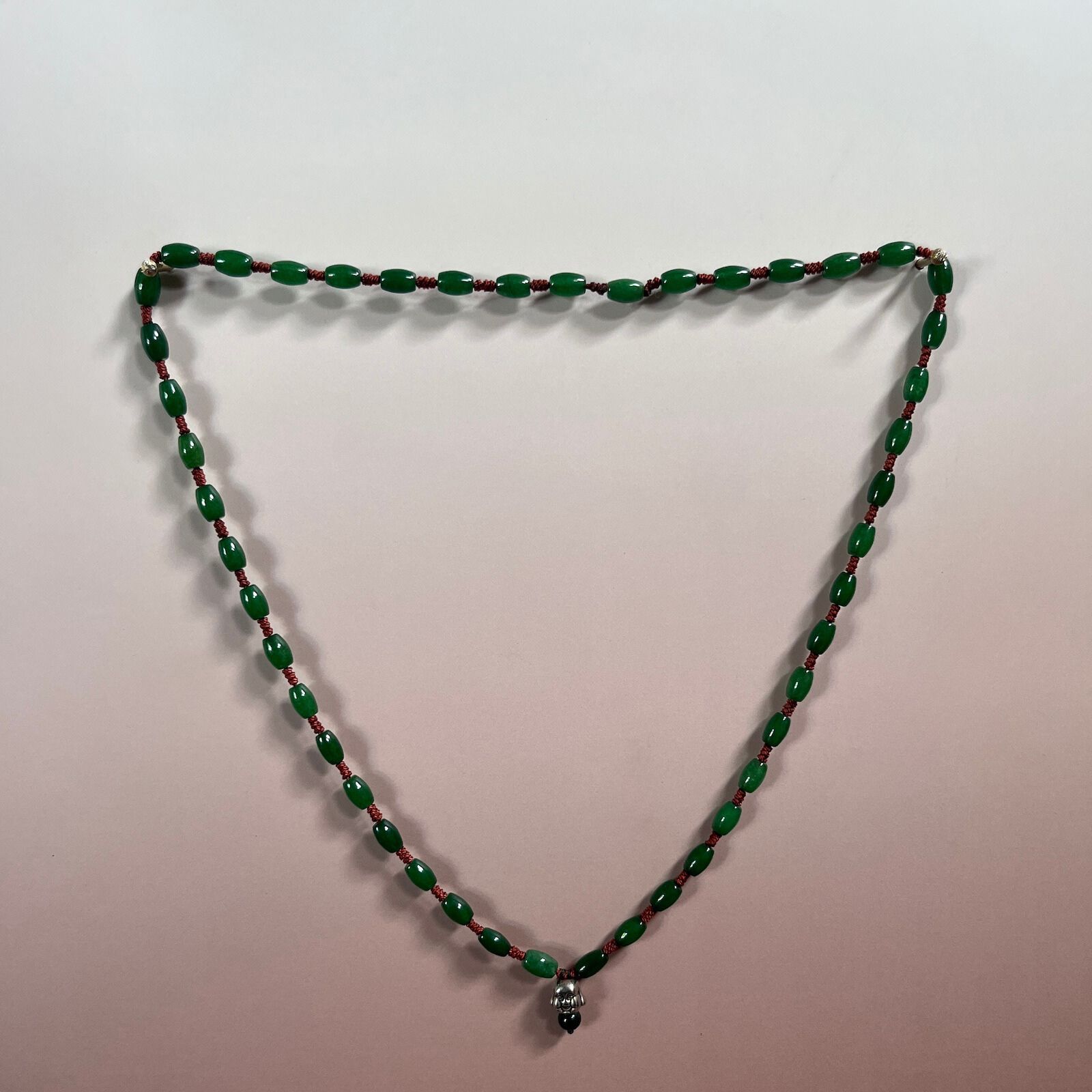 Happy Buddha Kopf Halskette - grüne Jade