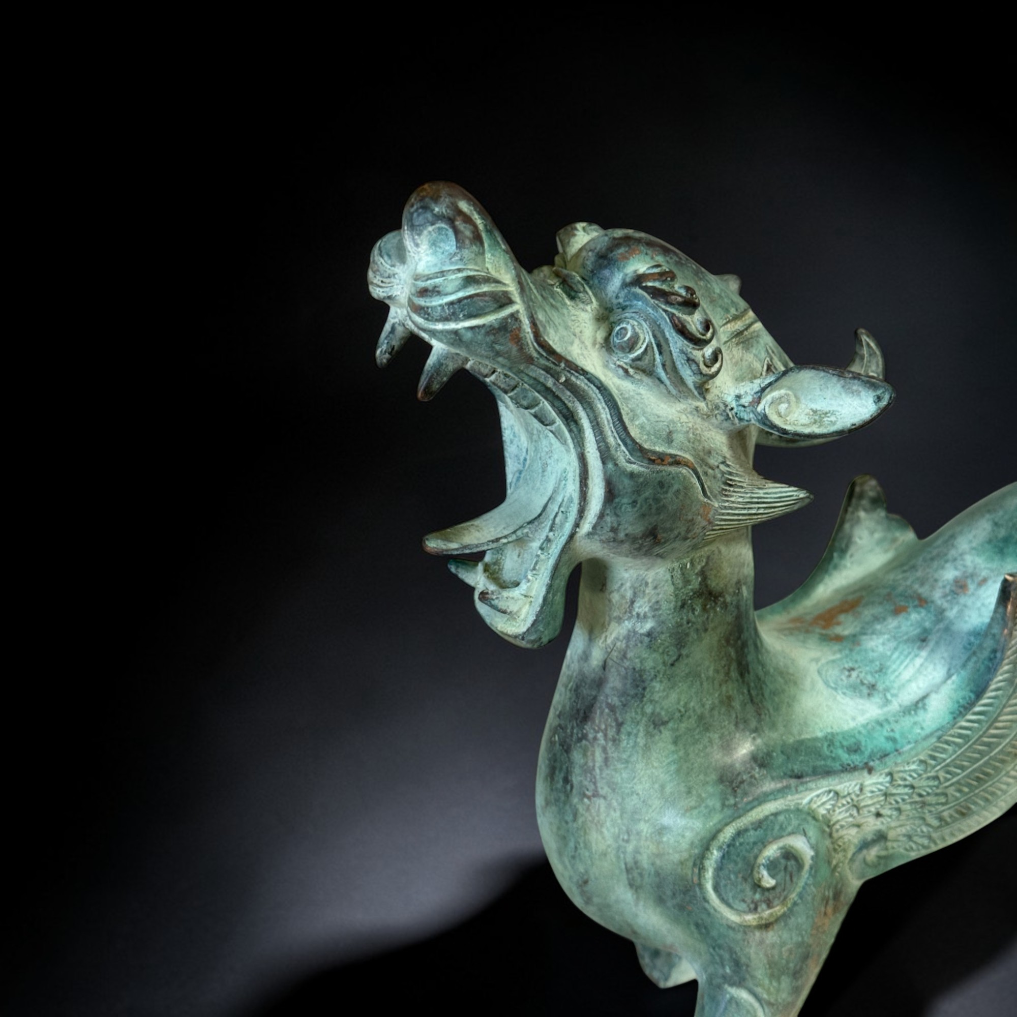 Chinesischer Pixiu Drache Bronze Skulptur 32 cm lang