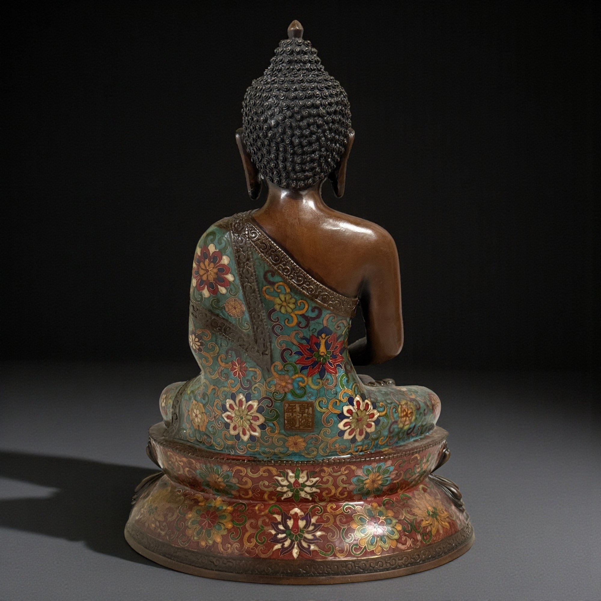 Buddha Figur Bronze China Cloisonne Skulptur 44cm groß