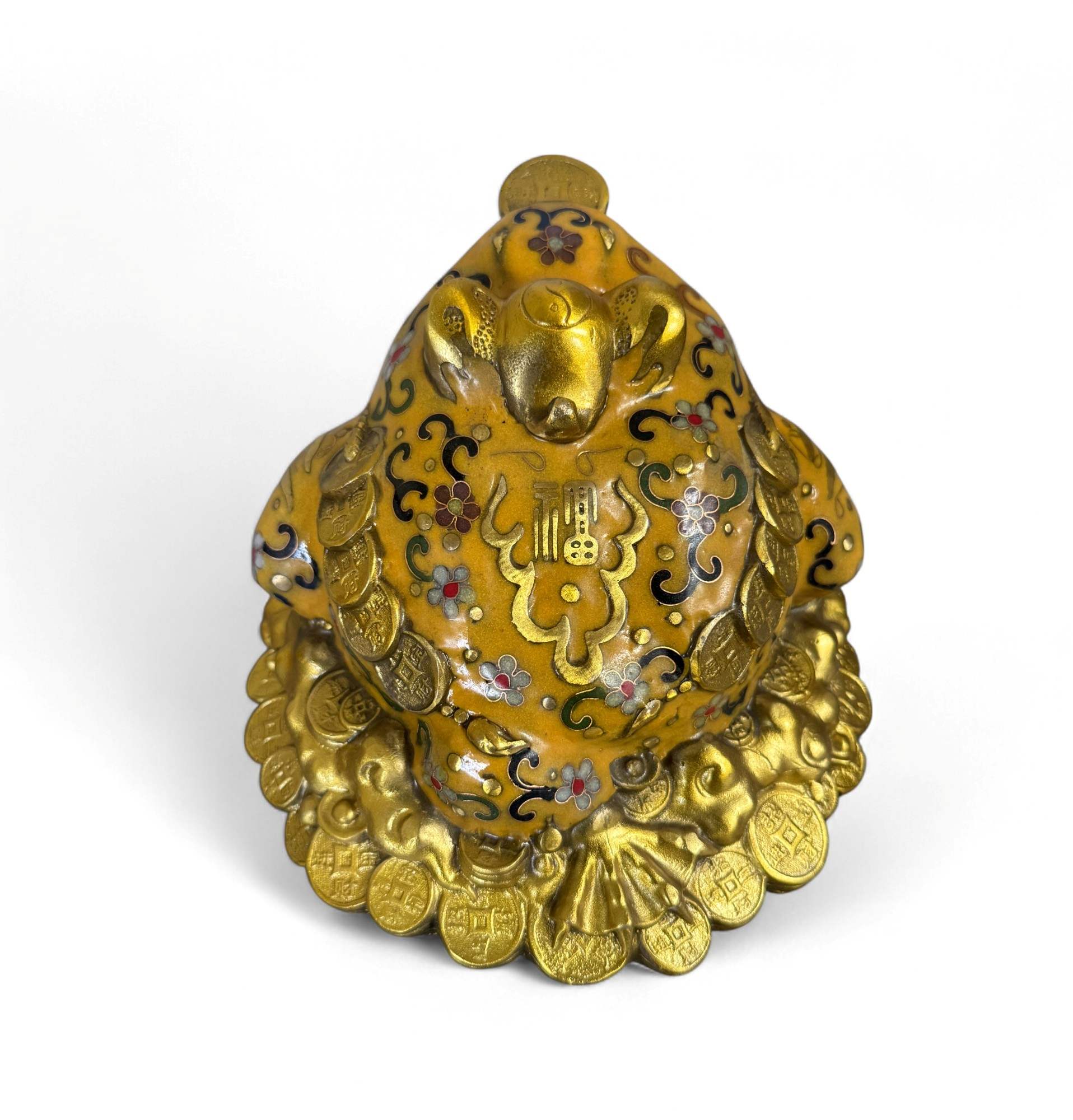 Geldfrosch Geldkröte Bronze Cloisonne chinesische Skulptur