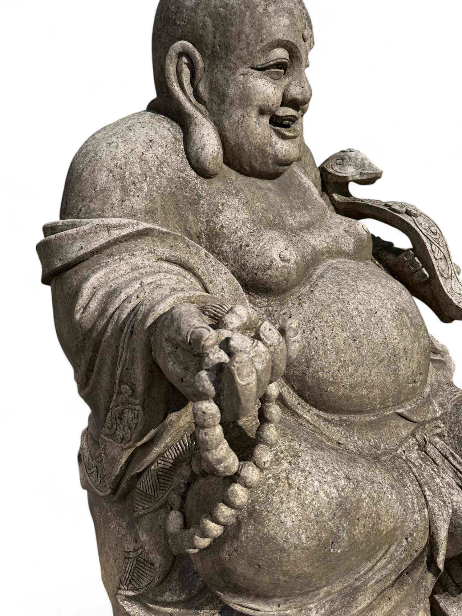 Großer Budai 150 cm aus Granit – Lachender Buddha aus China