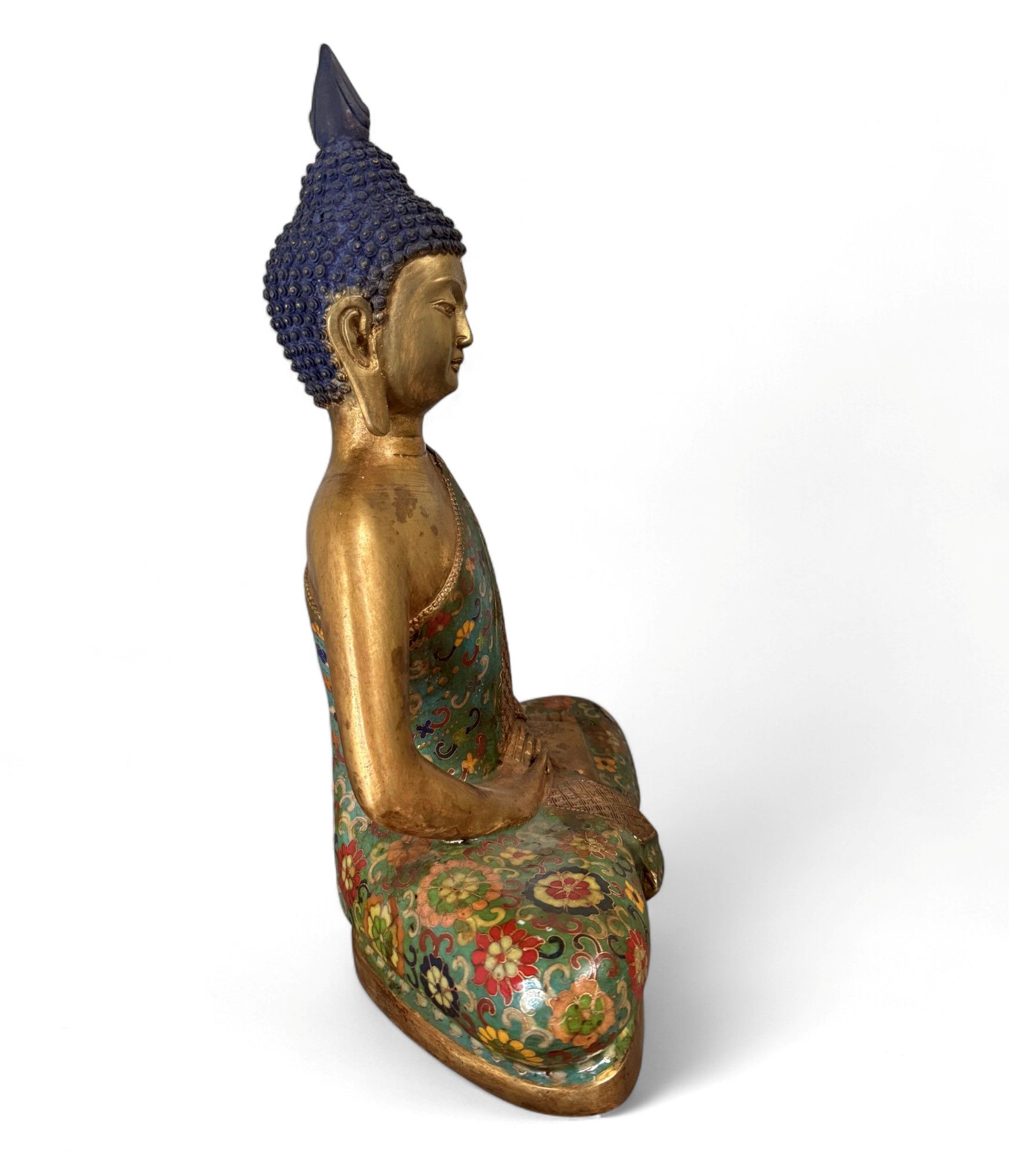 Buddha Figur Bronze China Cloisonne Skulptur 39 cm groß