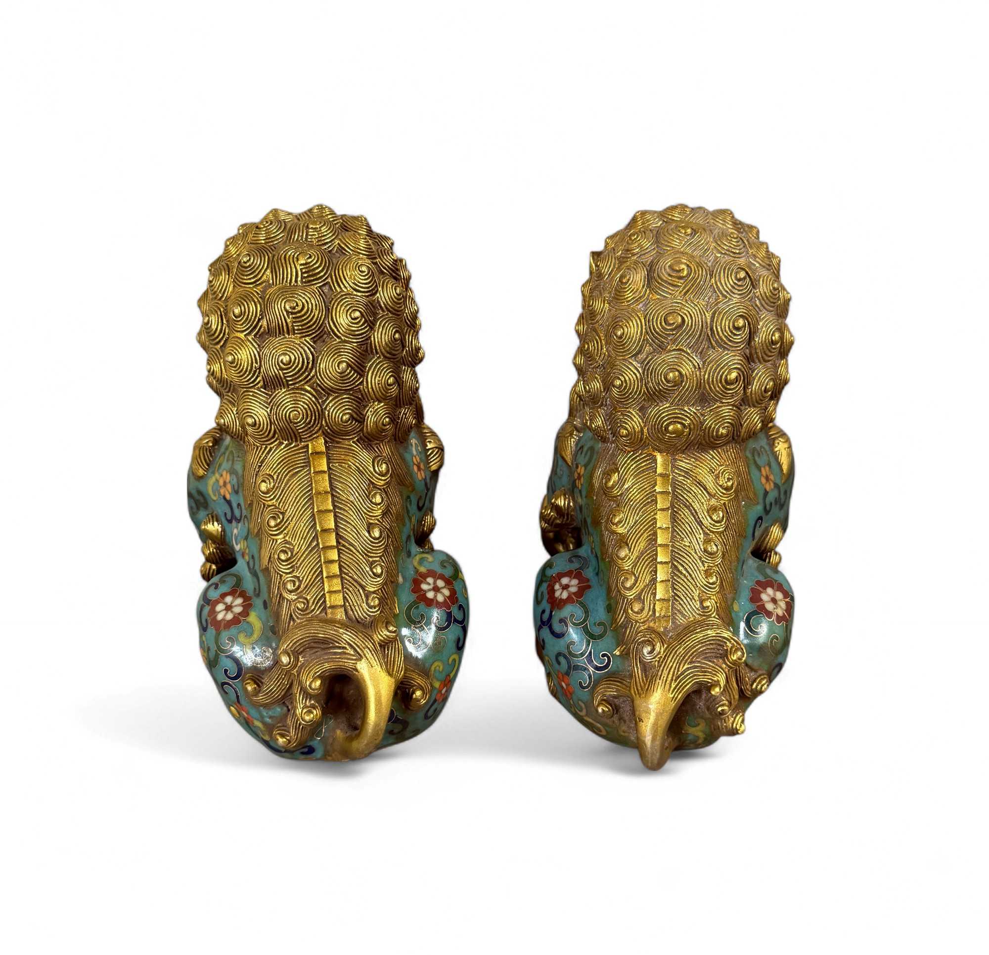 Chinesische Wächterlöwen Bronze Skulpturen Cloisonne Figuren