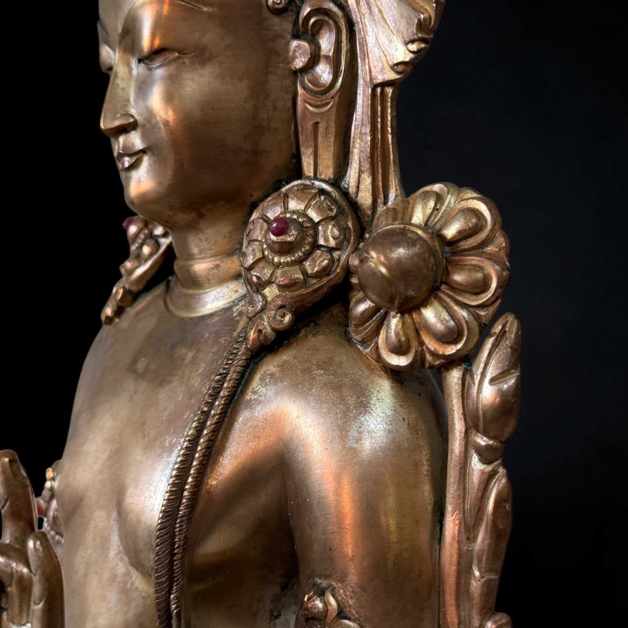 Padmapani Kupfer Bronze Statue Nepal Skulptur 53 cm groß