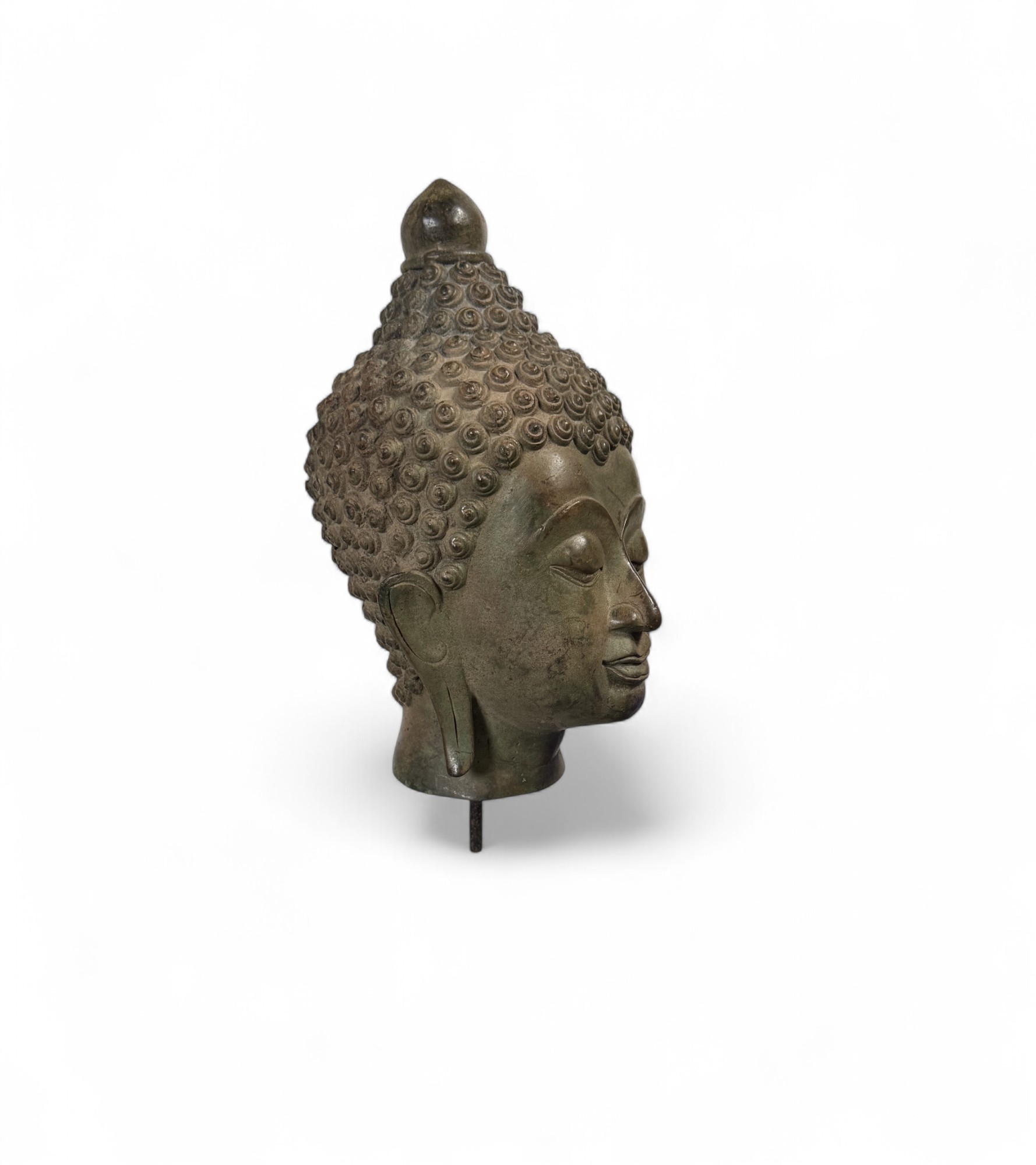 Alter Bronze Buddha Kopf aus Thailand – 1970er Jahre