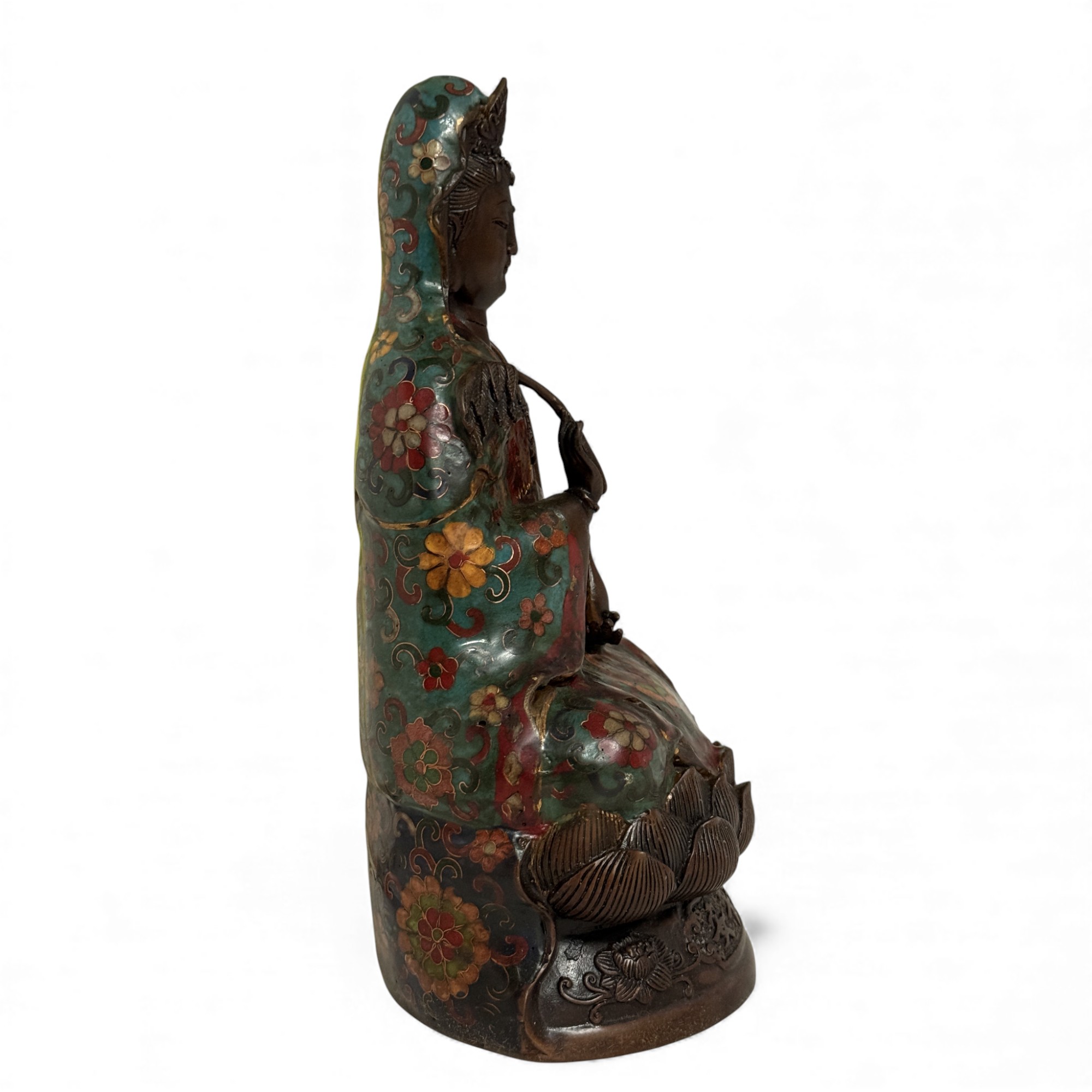 Guanyin Buddha Figur Bronze Cloisonne Skulptur China