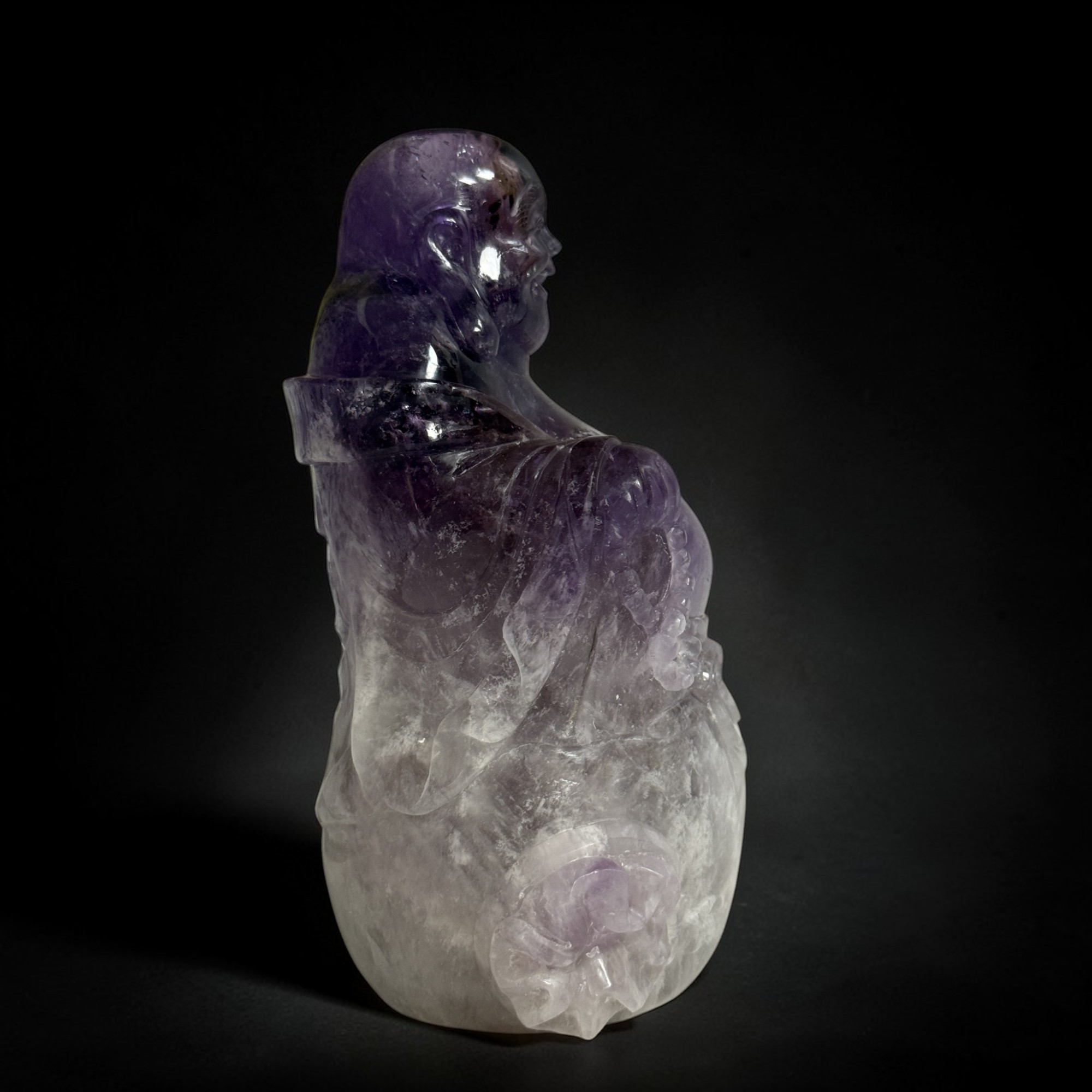 Happy Budai Figur - Amethyst - 16,5 cm Skulptur