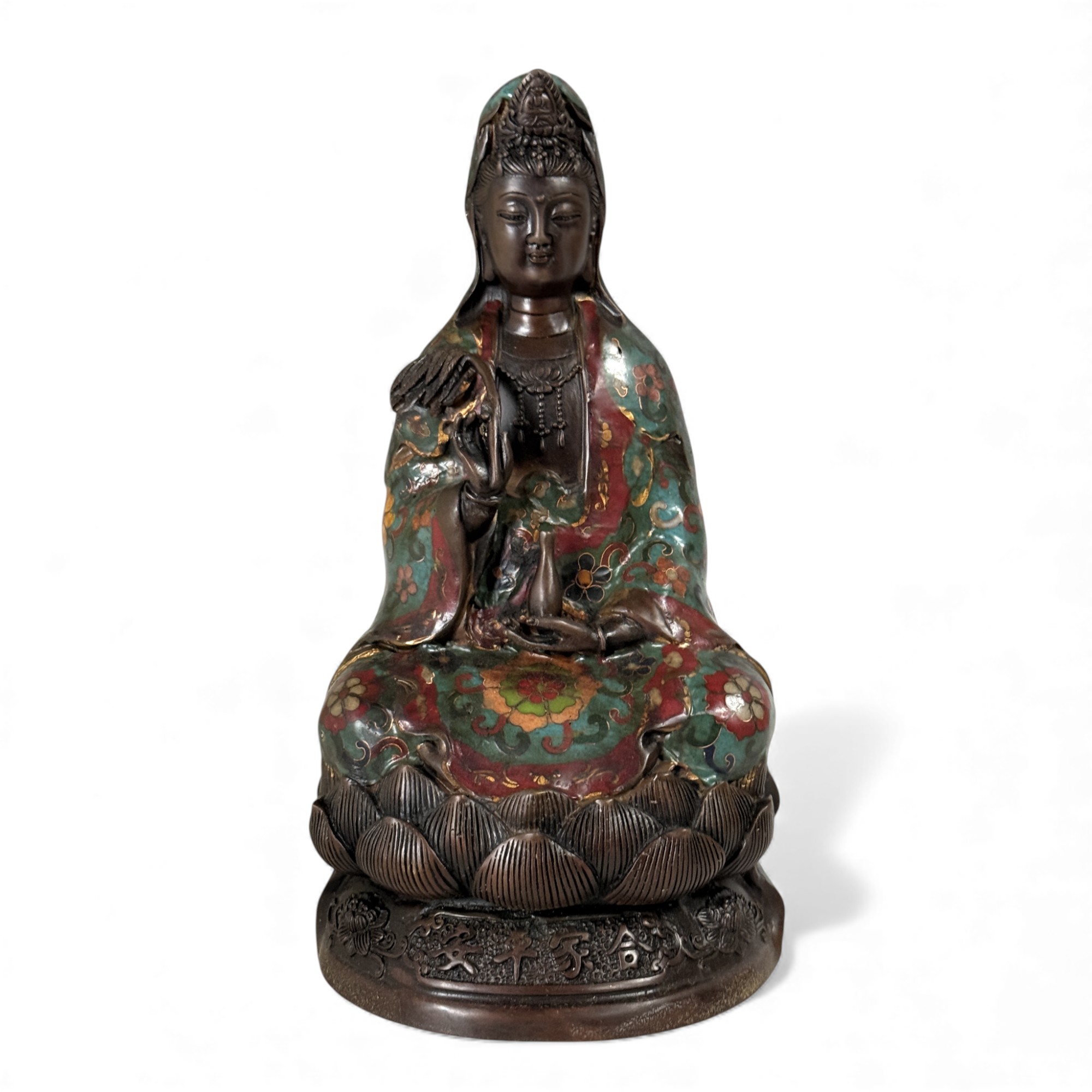 Guanyin Buddha Figur Bronze Cloisonne Skulptur China