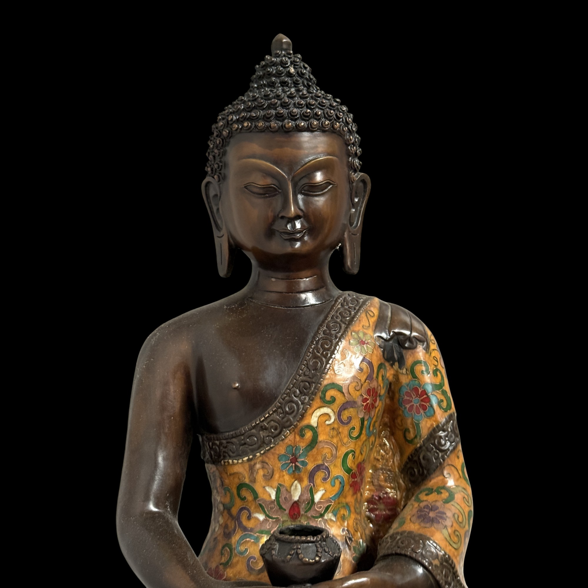 Buddha Figur Bronze China Cloisonne Skulptur 44cm groß