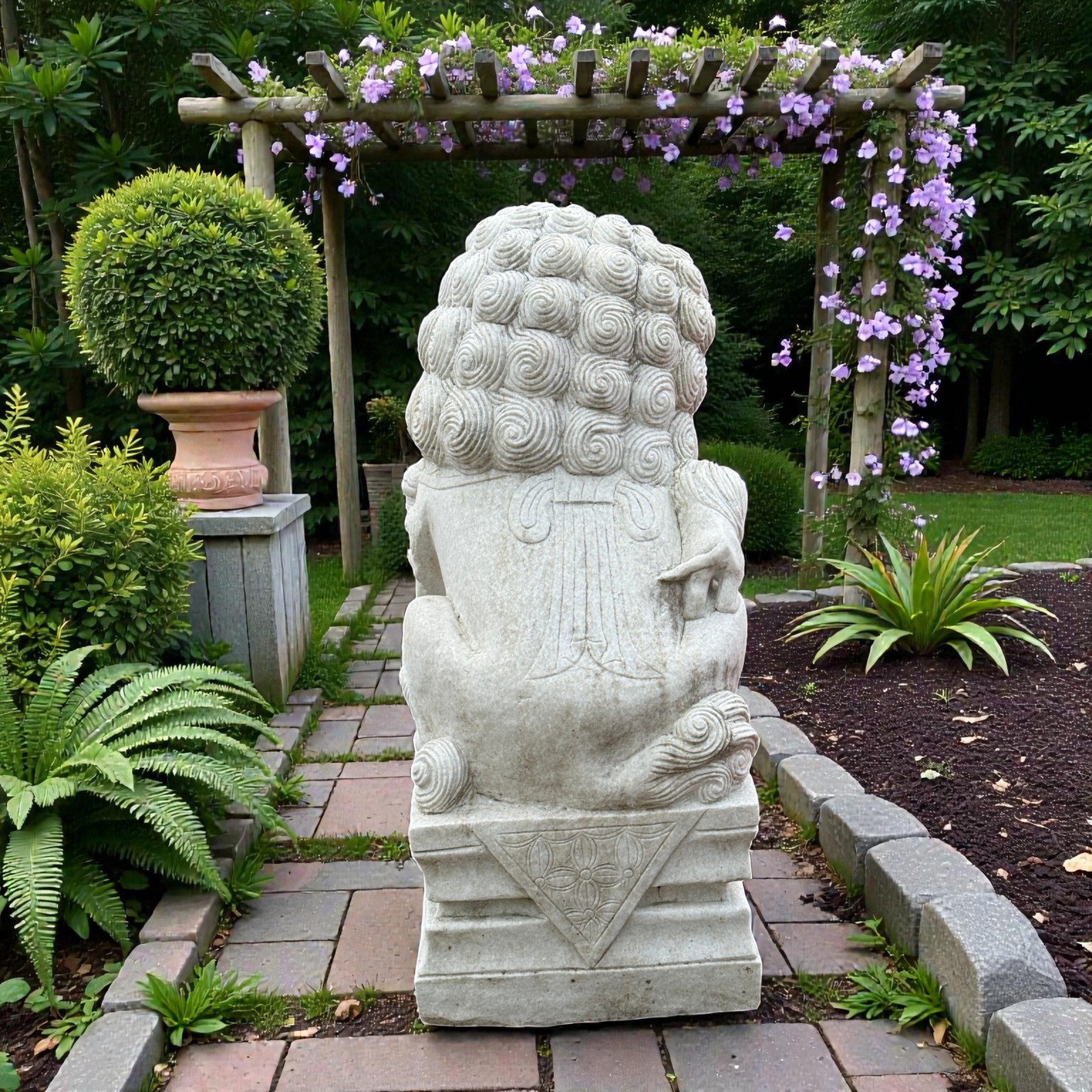 Chinesischer Wächterlöwe Tempellöwe Marmor Skulptur China 110cm