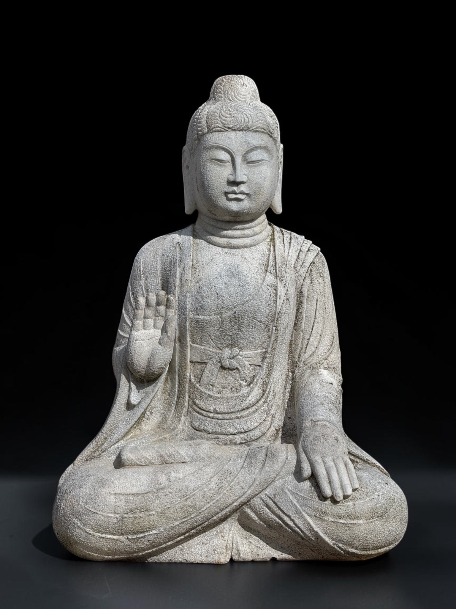 Große Garten Buddha Statue Marmorstein Schutzgeste 113cm Tibet-China