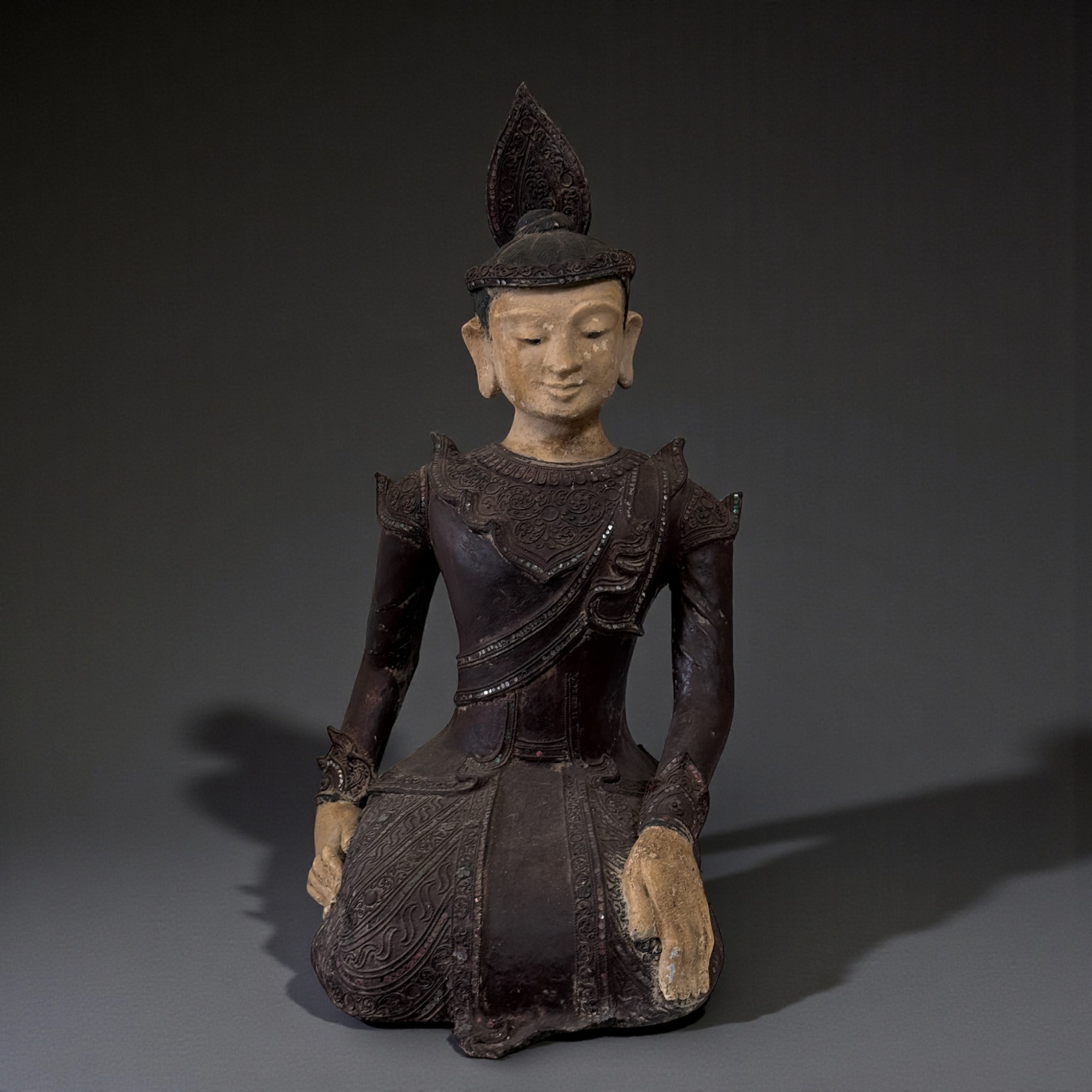 Tempeldiener Skulptur birmanisches Sammlerstück - 86 cm