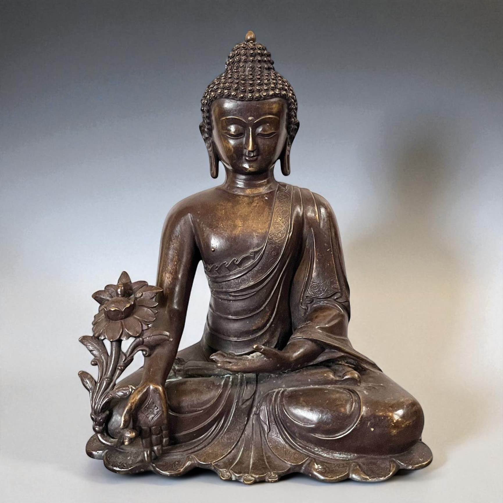 Medizin Buddha Figur Bronze Nepal Skulptur 36 cm groß
