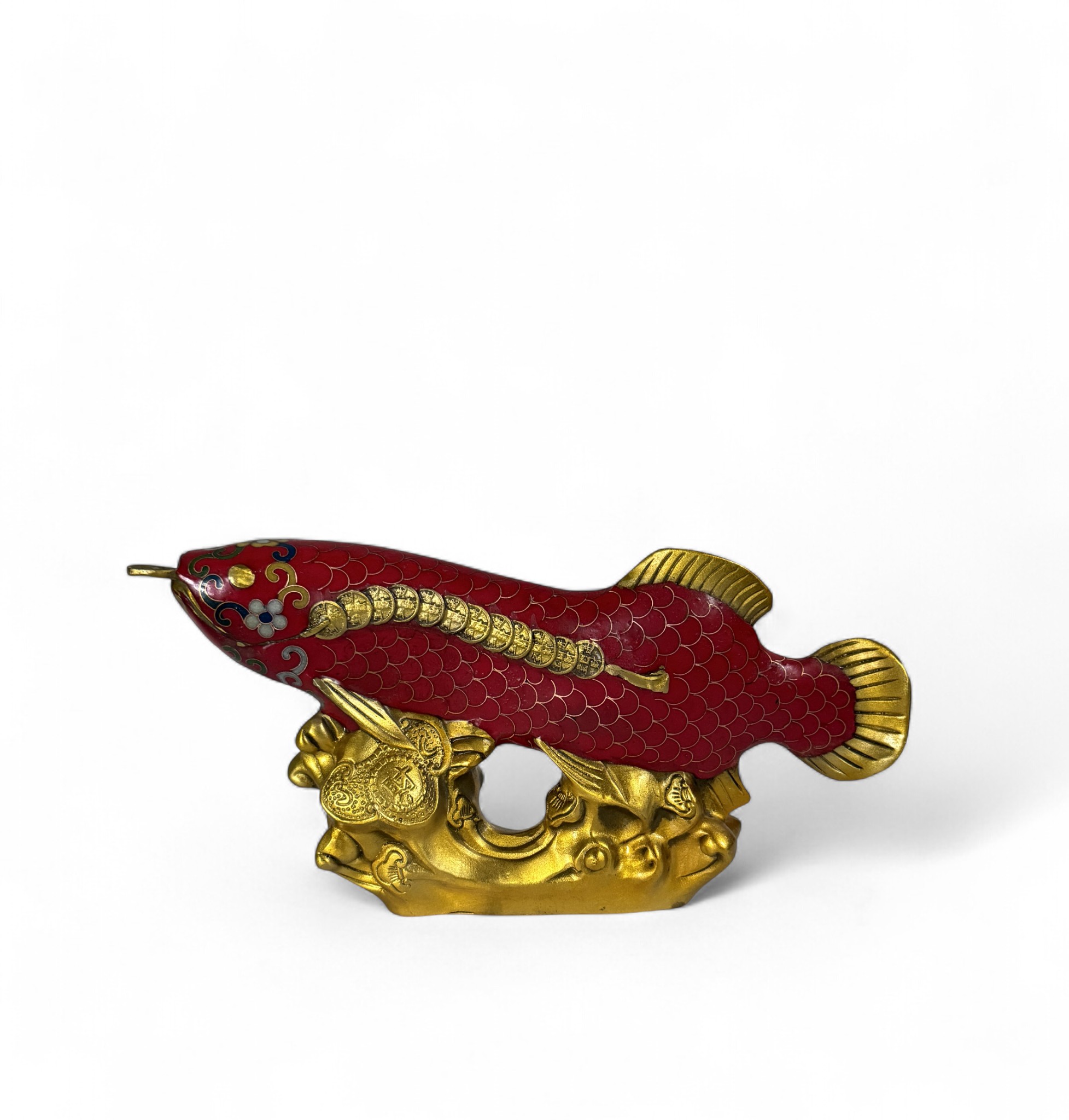 Koifisch Bronze Skulptur Cloisonne Figur Reichtumssymbol
