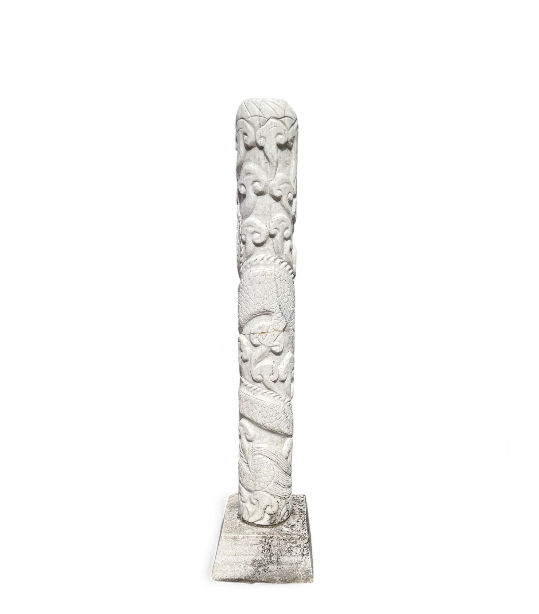 Garten Stele Drachen Skulptur Marmorstein, restauriert