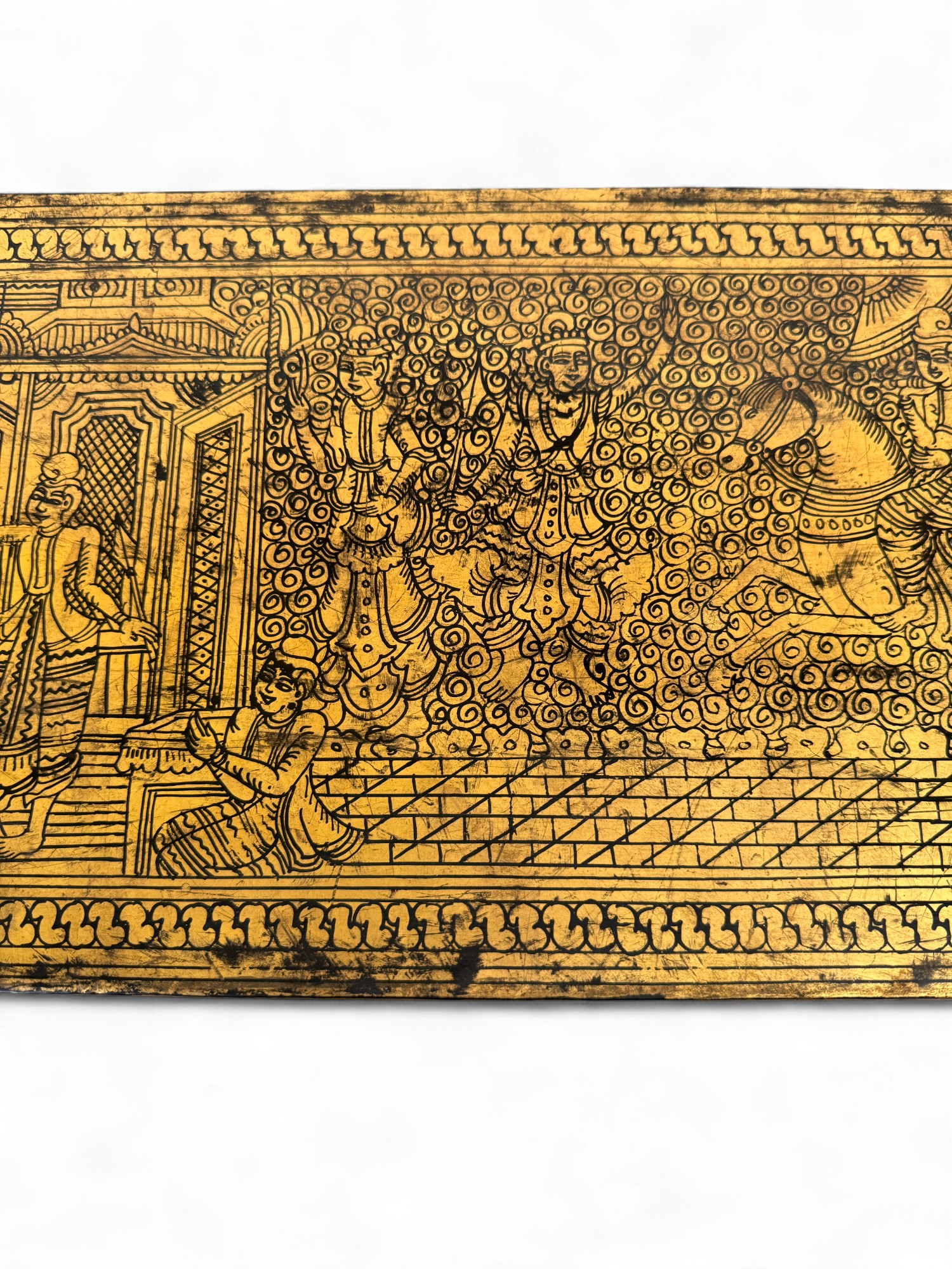 Burmesische Mönchstruhe aus Holz mit Lackmalerei – ca. 80–100 Jahre alt