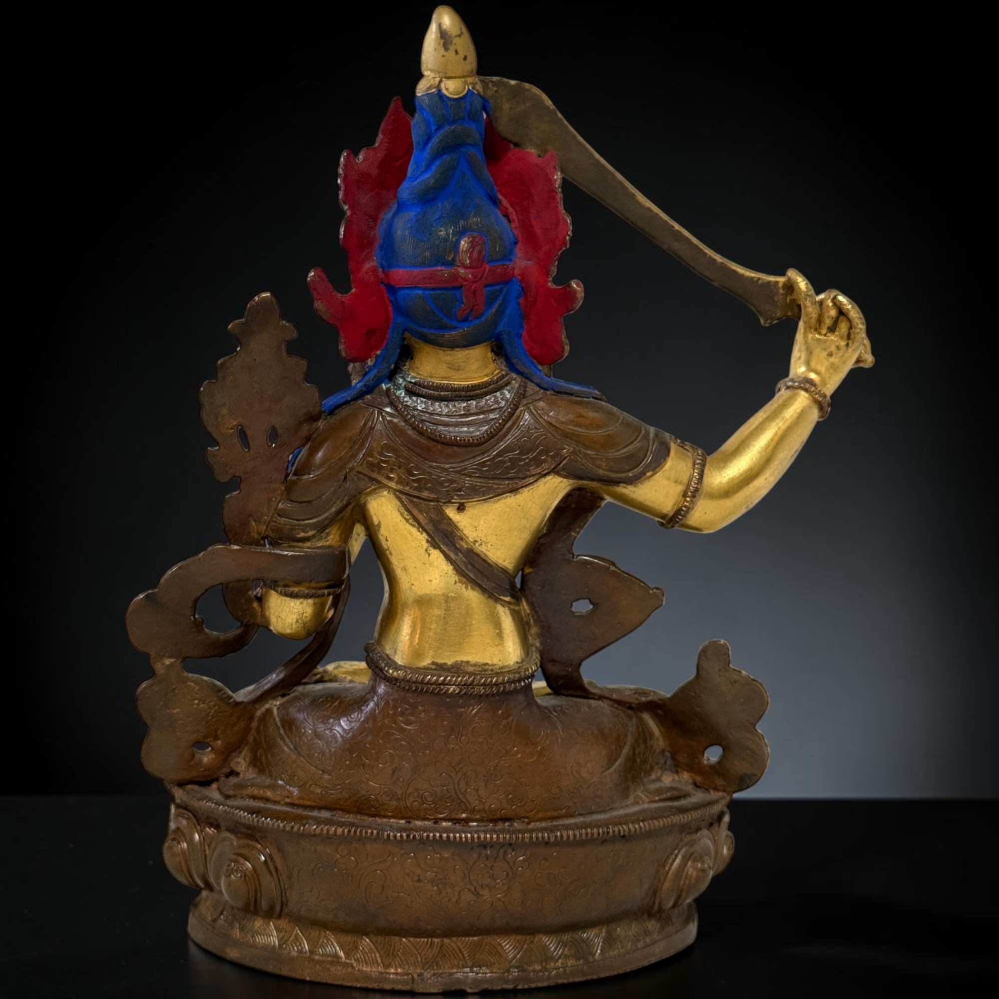 Manjushri Buddha Figur aus Bronze - vergoldet