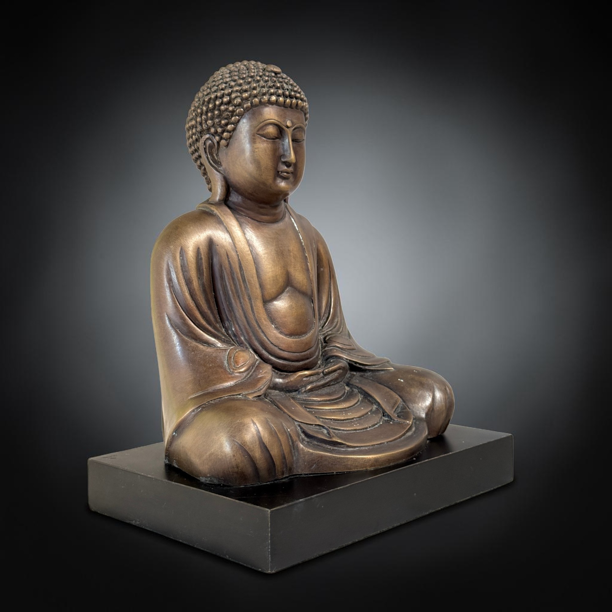 Alte Daibutsu Bronze Buddha Figur Kamakura Amida aus Japan