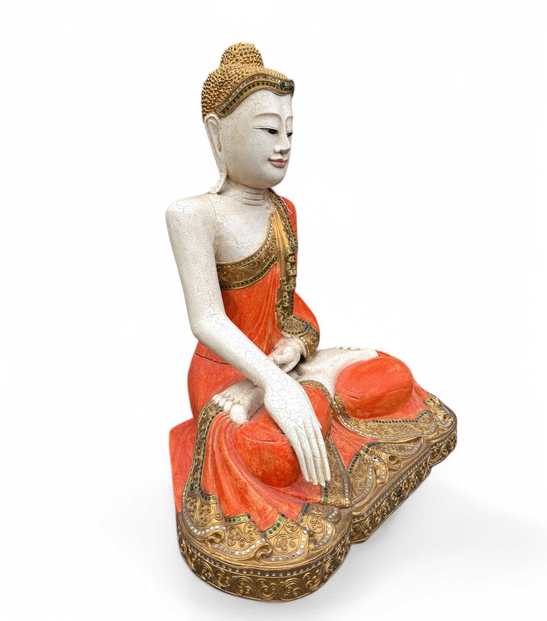 Holz Buddha Statue Thailand Skulptur 90 cm groß