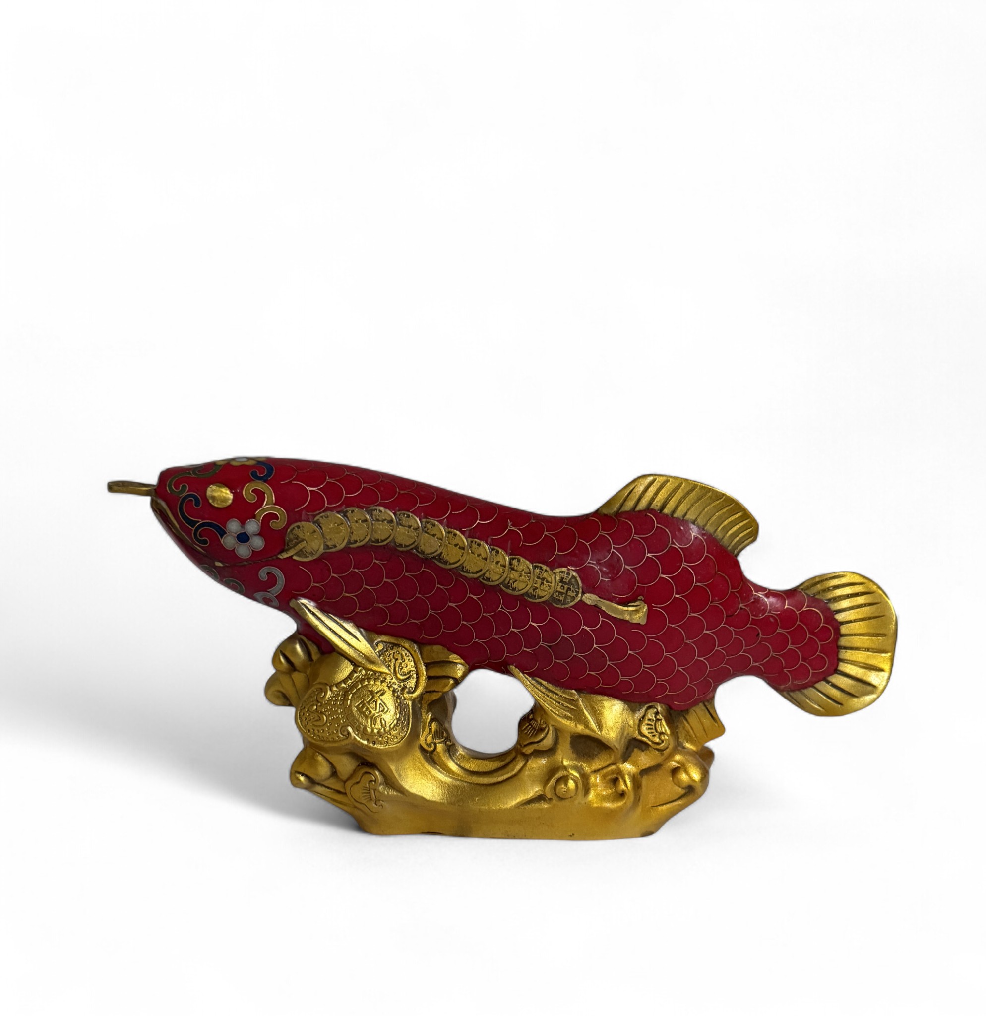 Koifisch Bronze Skulptur Cloisonne Figur Reichtumssymbol