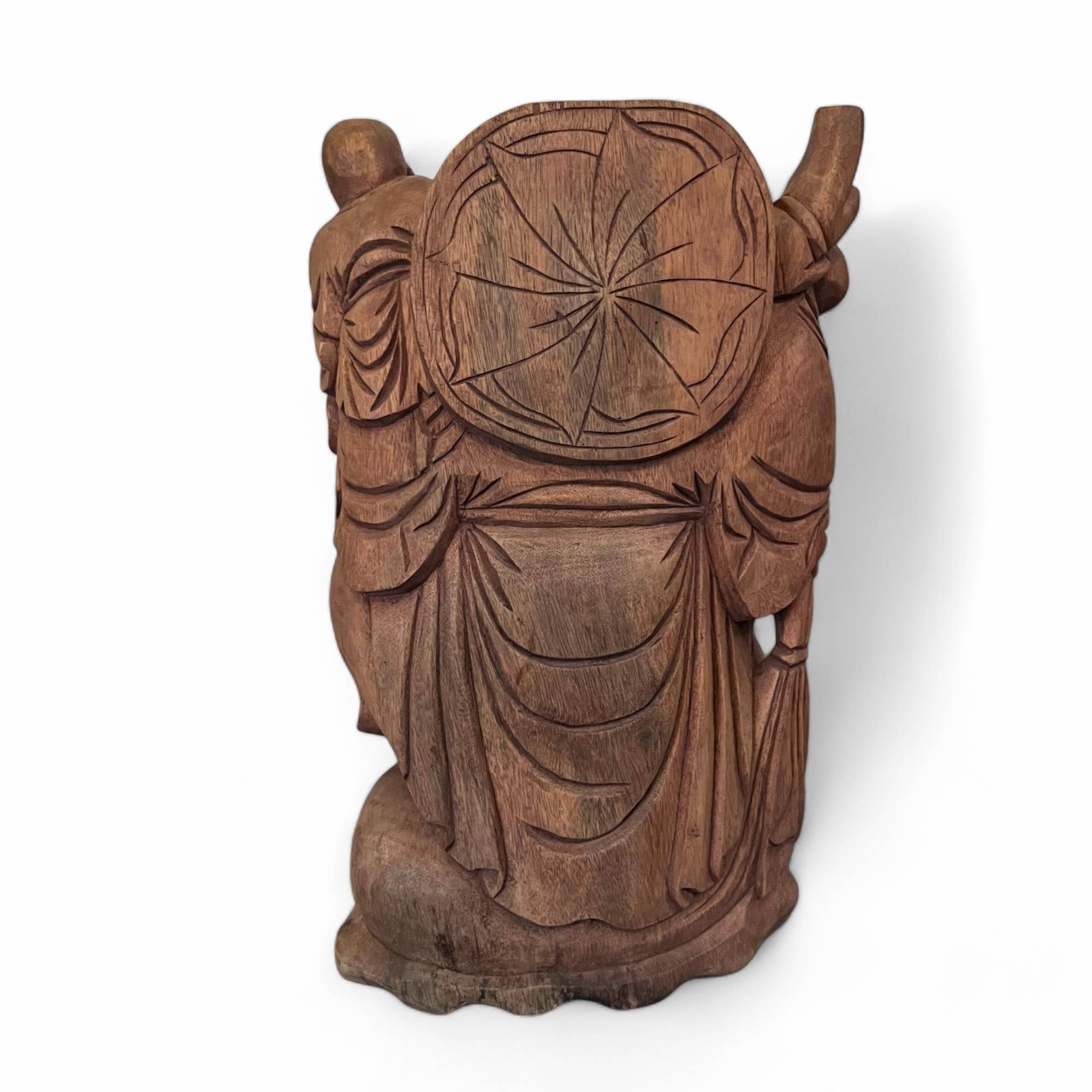Große Happy Buddha Figur aus Holz (51cm) Reichtumsbuddha
