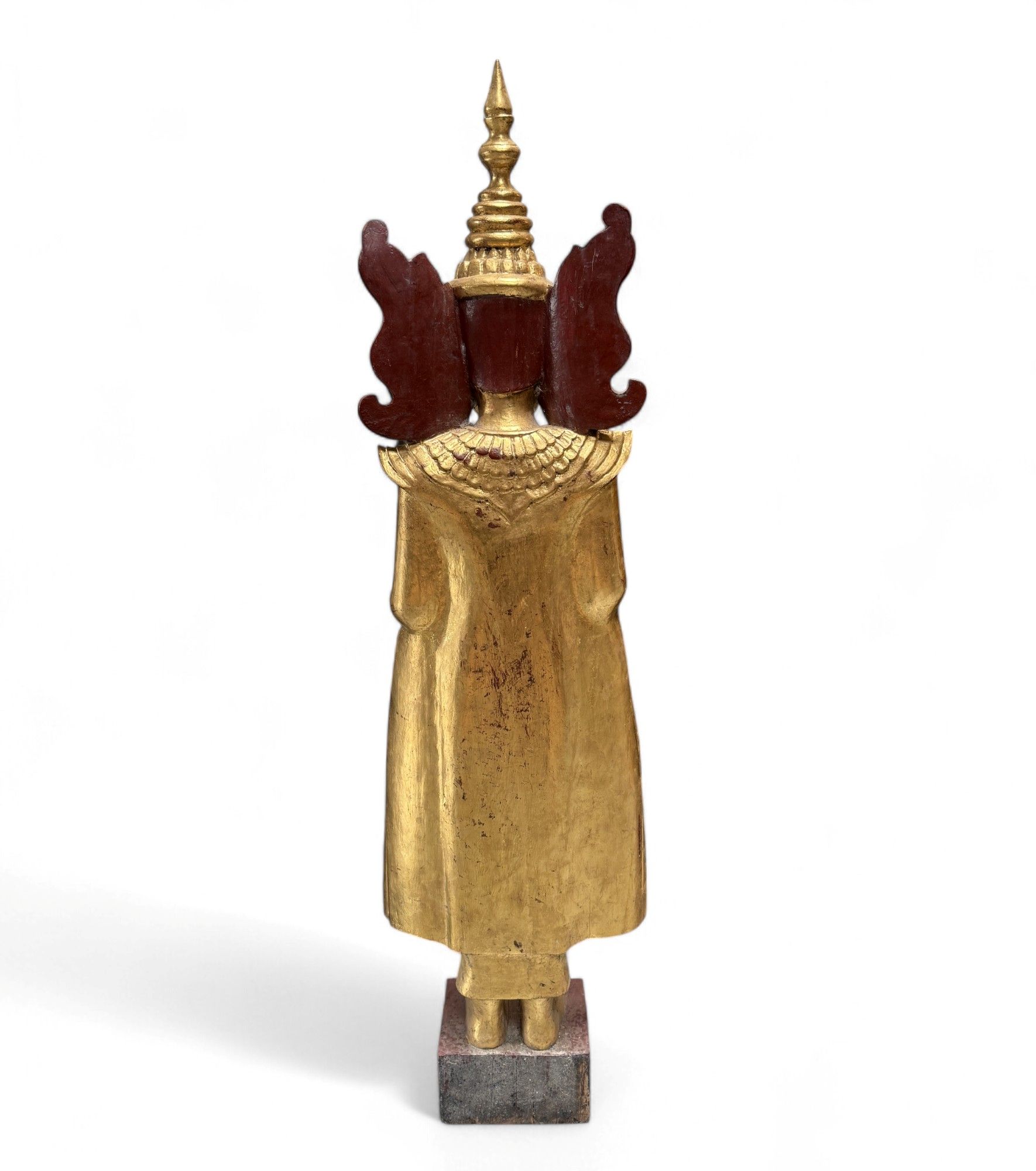 Buddha Statue Birma Teak Holz Skulptur Schutzgeste