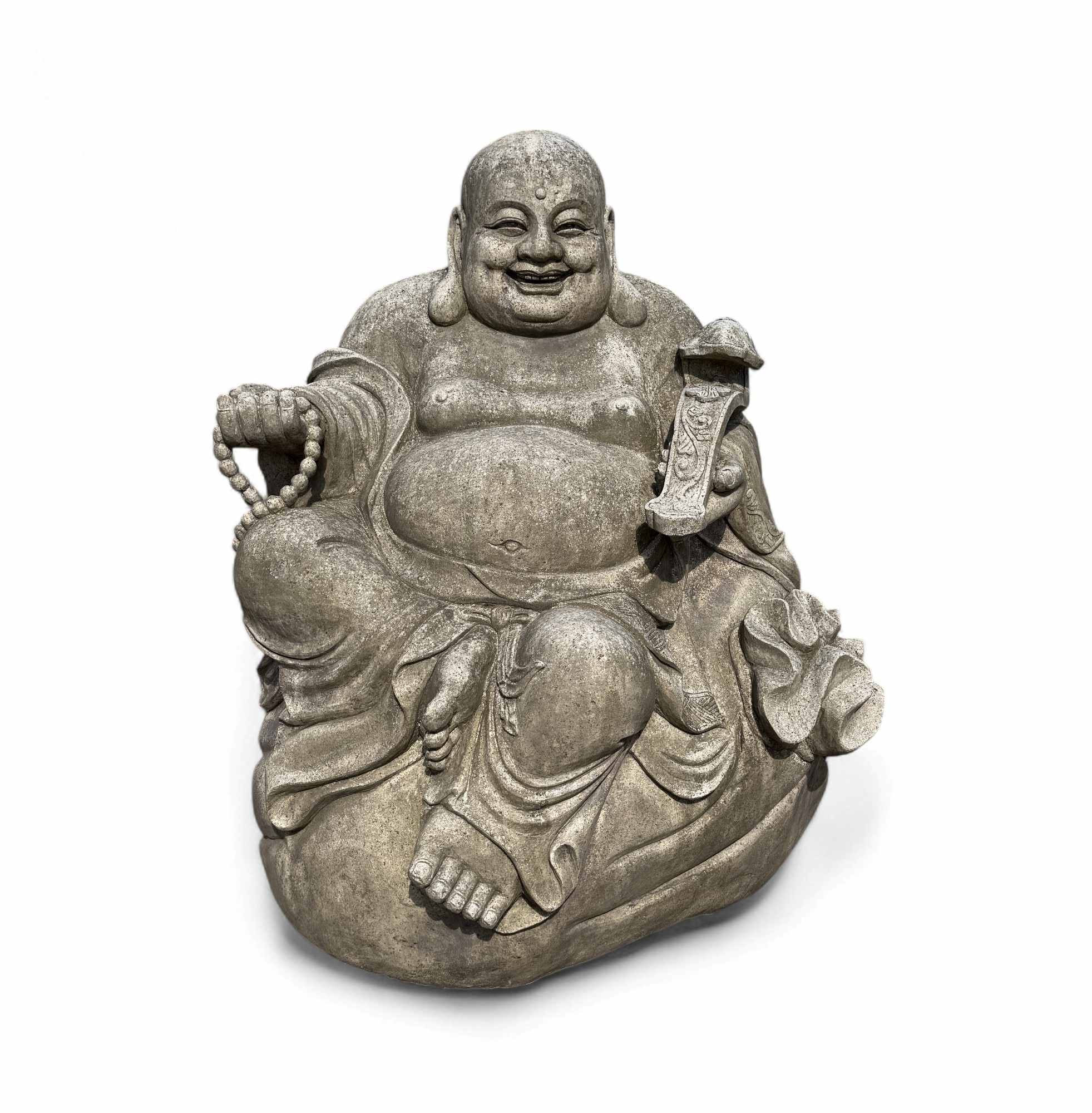 Großer Budai 150 cm aus Granit – Lachender Buddha aus China