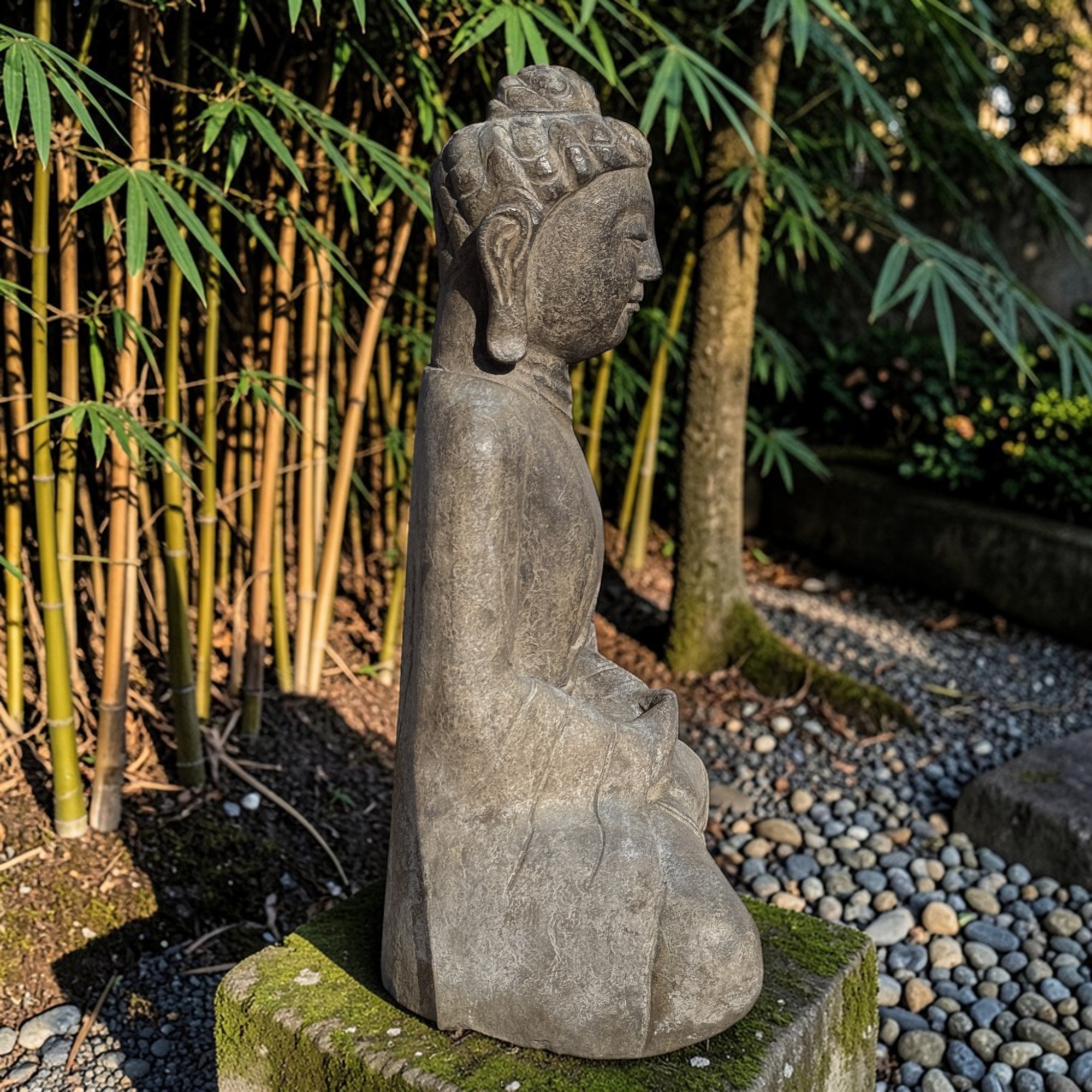 Garten Buddha Figur Stein Skulptur Tibet - China, 57 cm groß