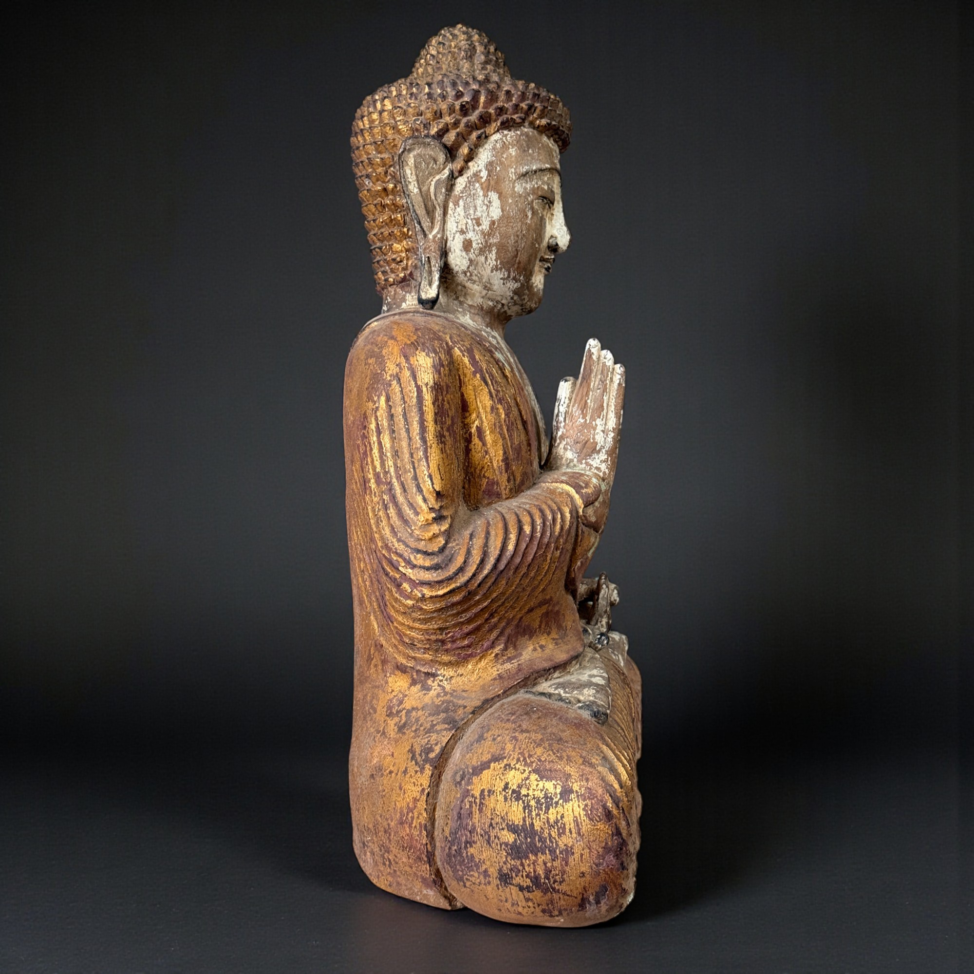 Großer Holz Buddha Skulptur - Vitarka Mudra - 63 cm groß