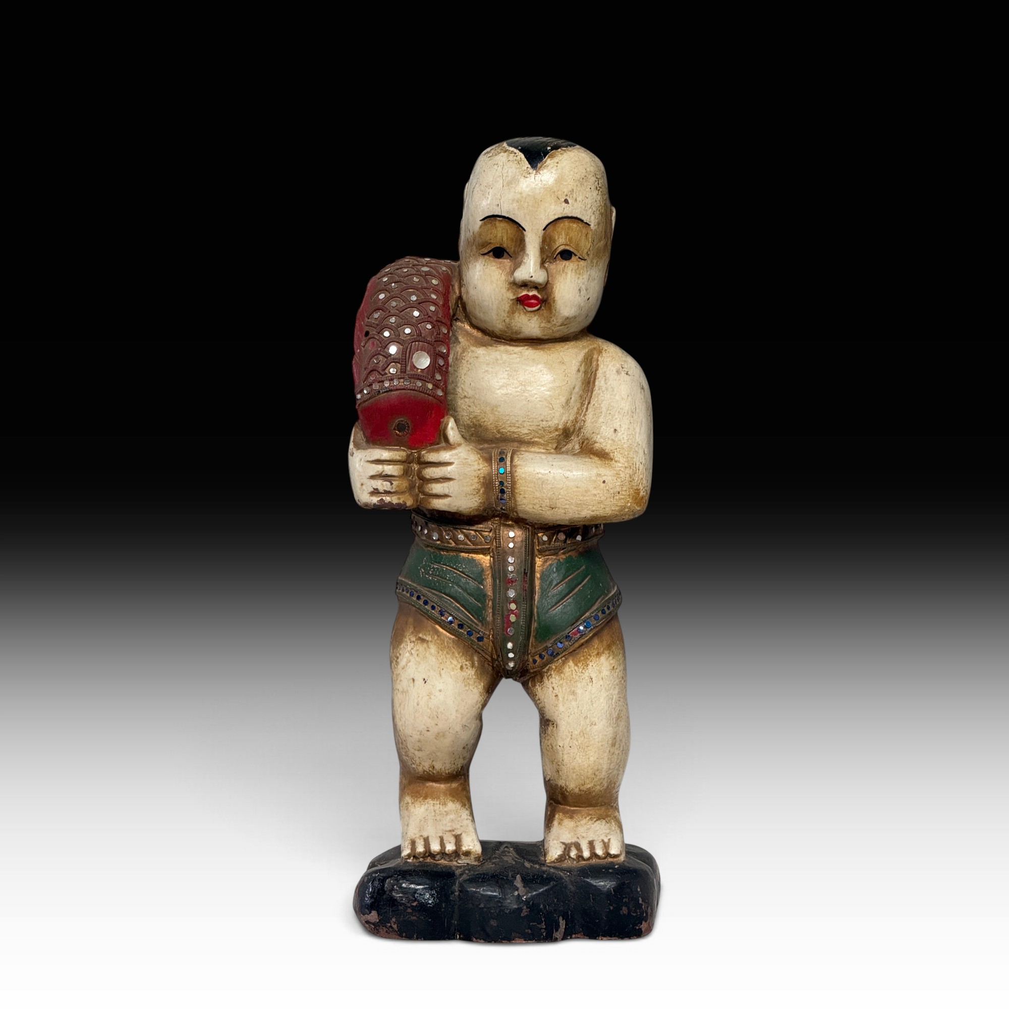 Shaolin Mönch Holz Figur China 50 cm groß