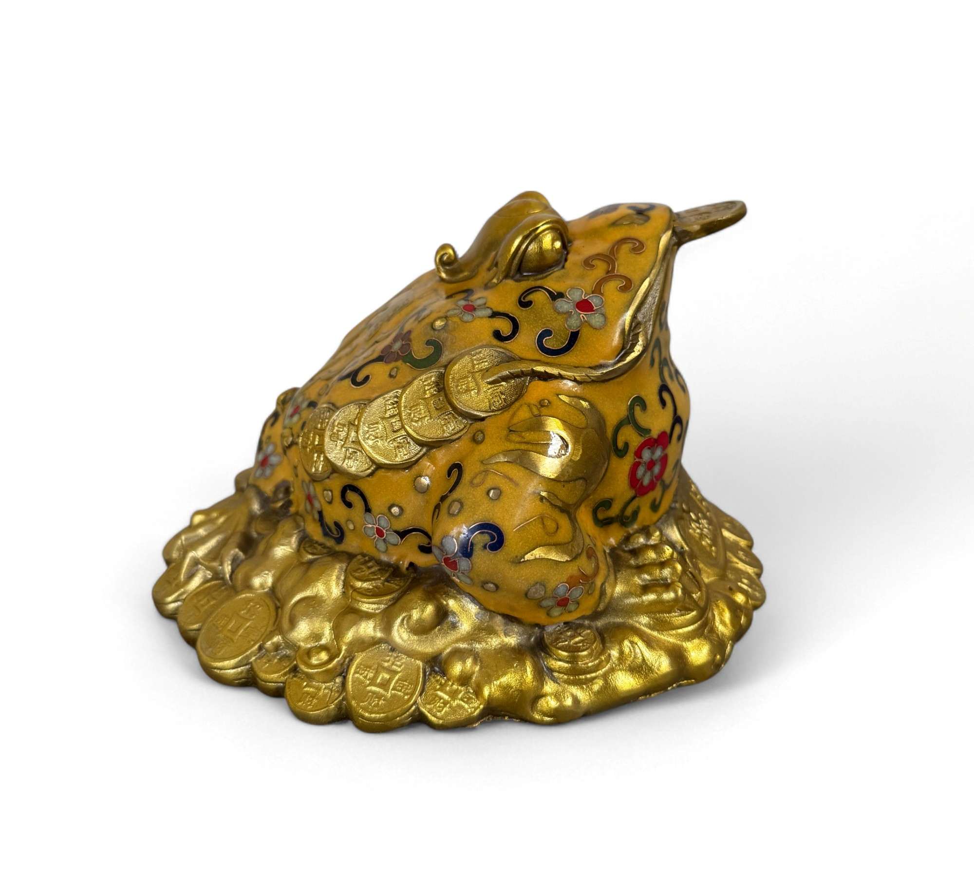 Geldfrosch Geldkröte Bronze Cloisonne chinesische Skulptur