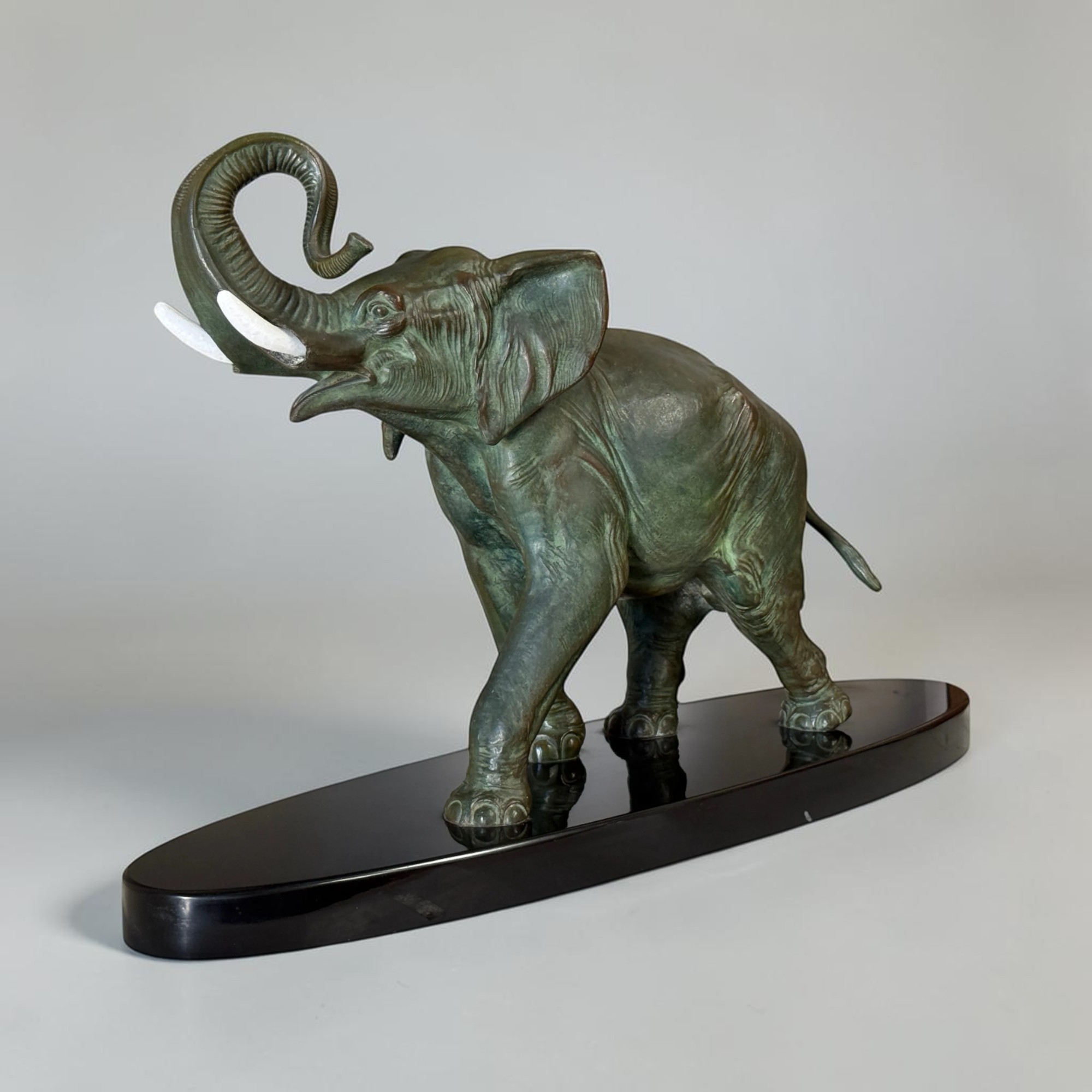 Bronze Elefant Figur Art Déco Marmorsockel alte Skulptur