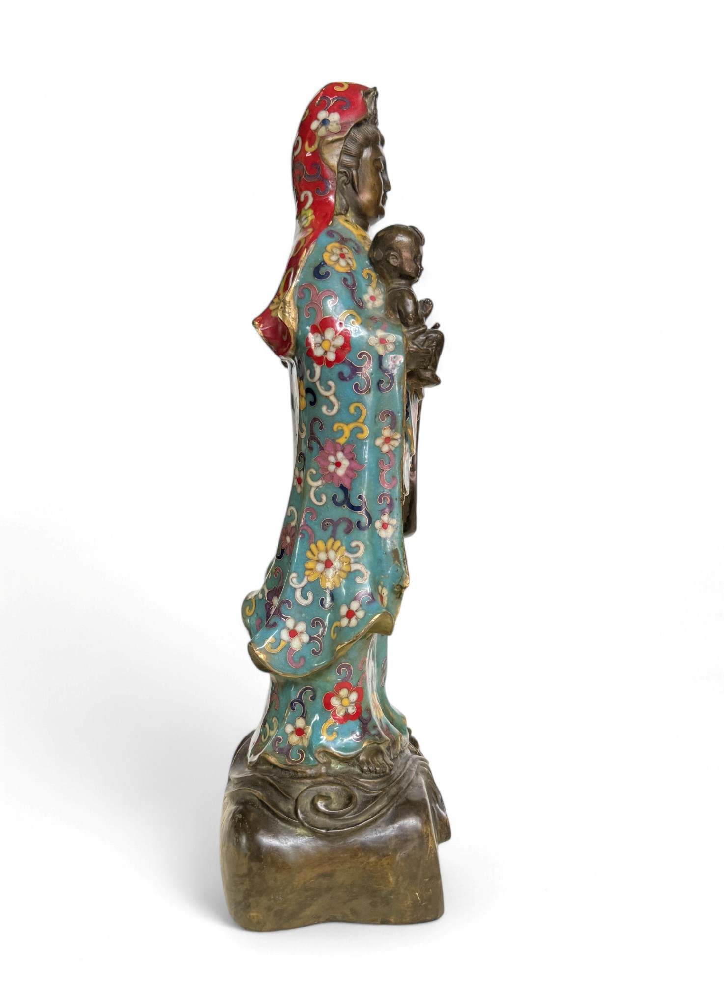 Guanyin Figur Cloisonne Bronze Bodhisattva Skulptur China Buddha