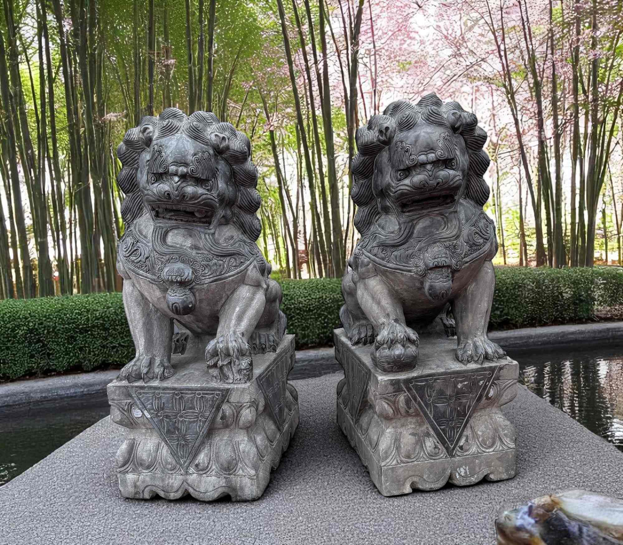 Chinesische Wächterlöwen Garten Skulpturen 80 cm groß