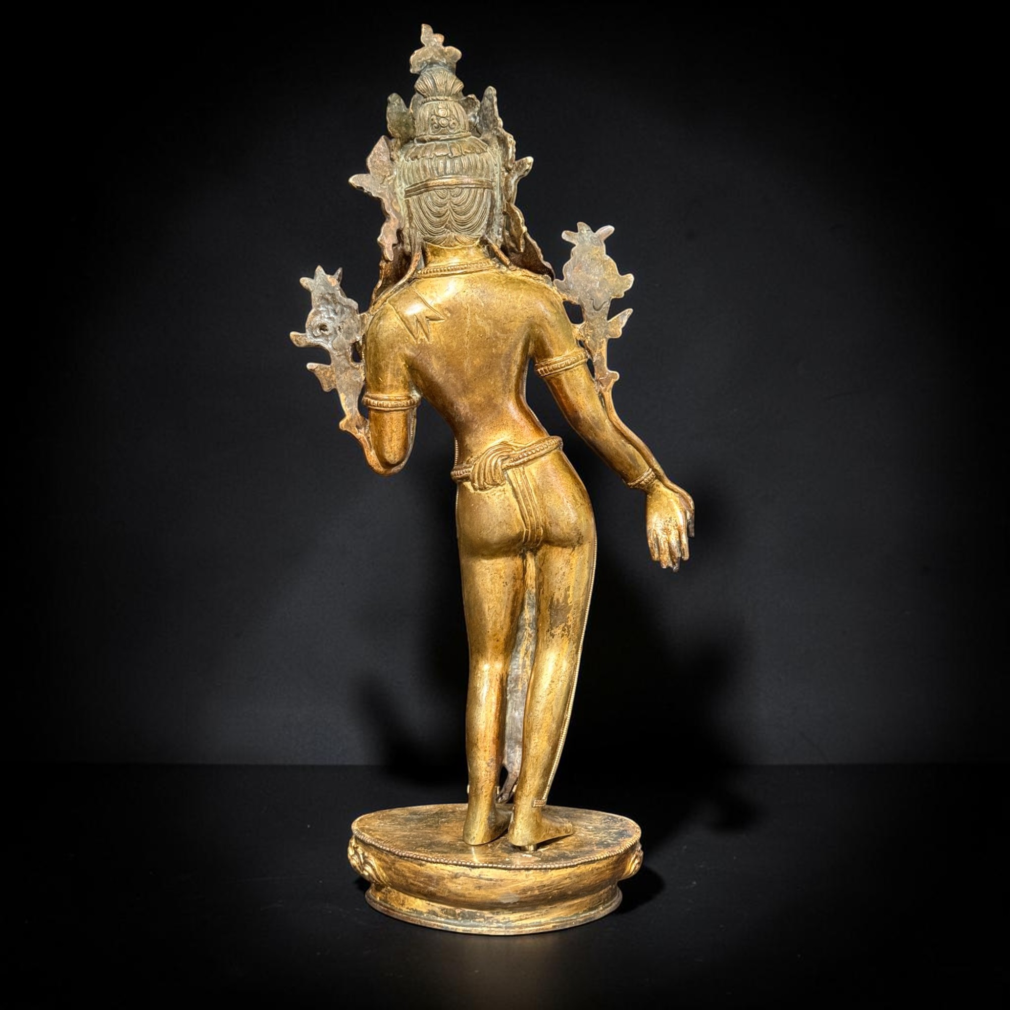 Stehende Grüne Tara Figur – Bergkristall & vergoldete Bronze, Nepal