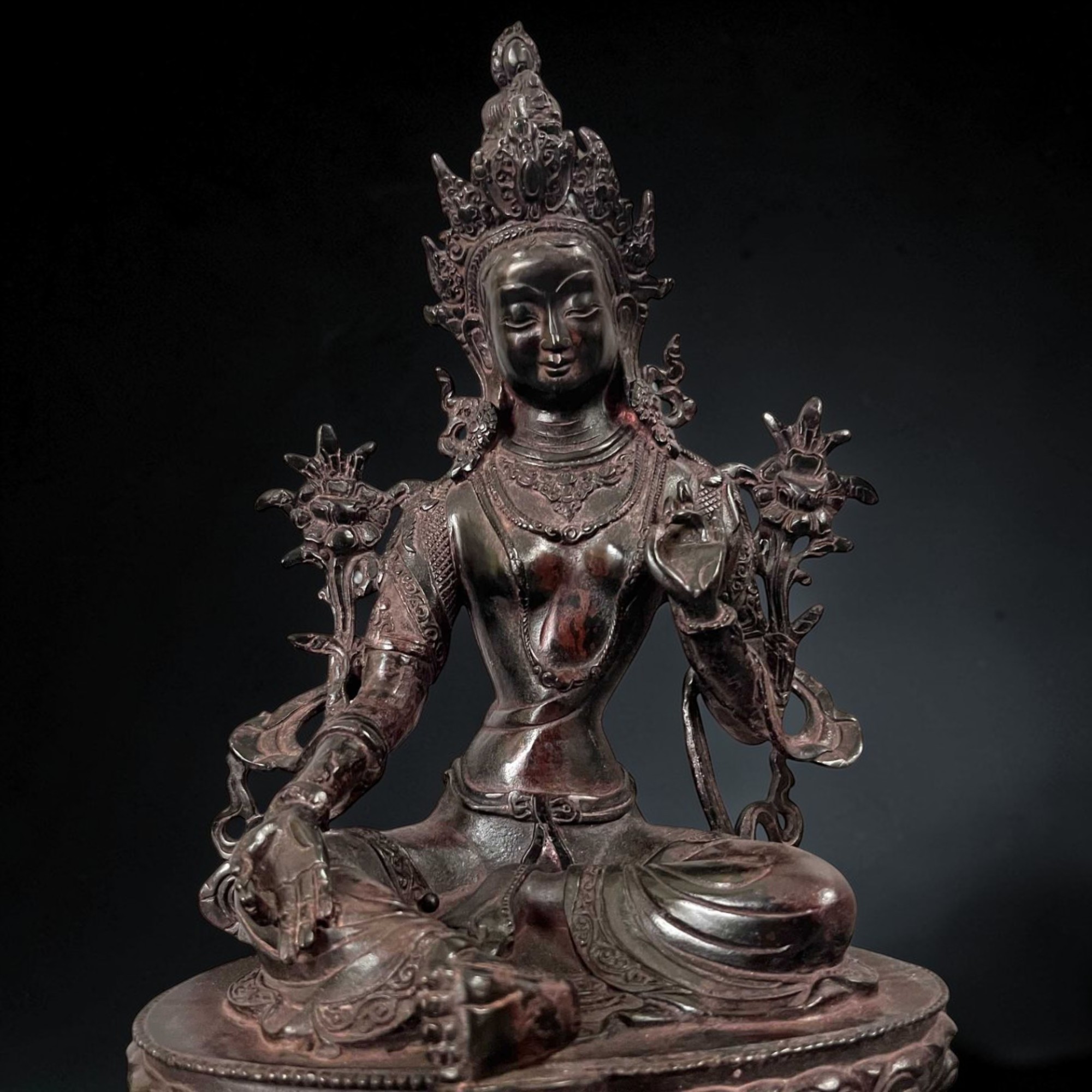 Grüne Tara Buddha Figur aus Bronze 32 cm