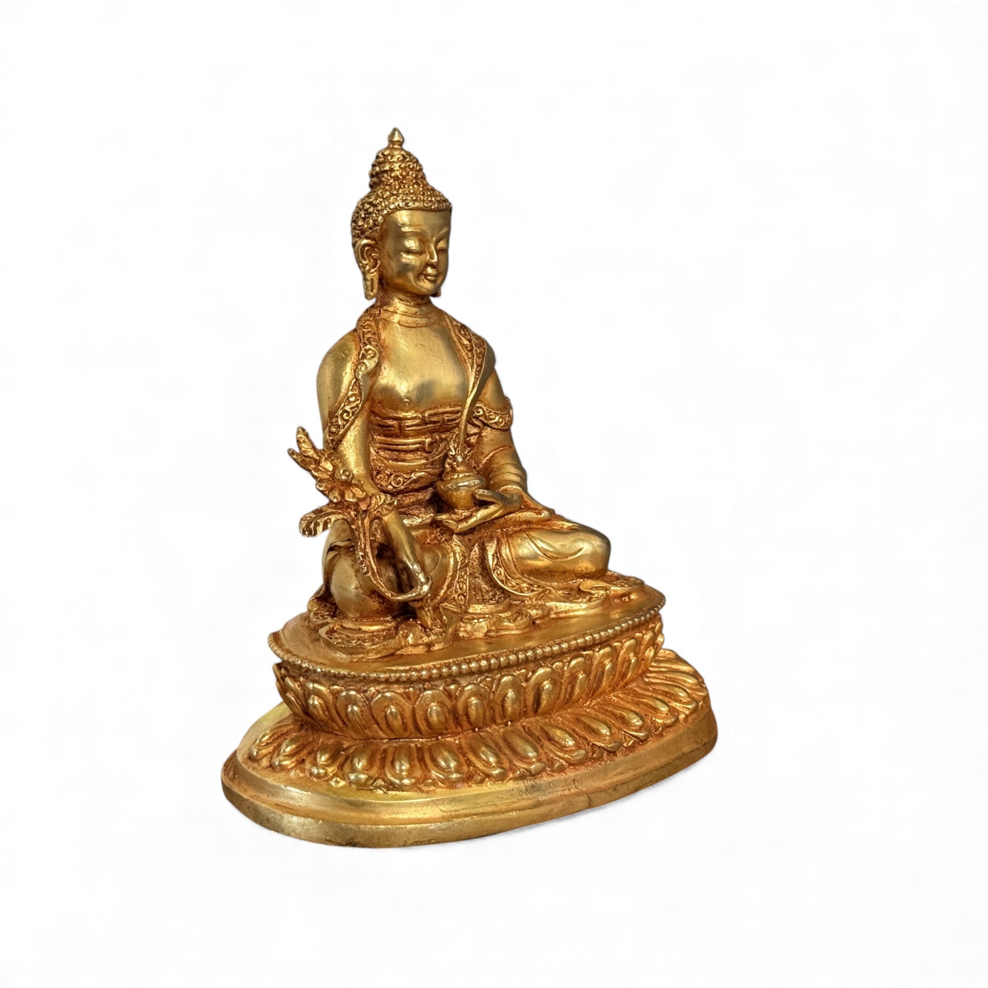Medizin Buddha Figur Bronze vergoldet, Nepal