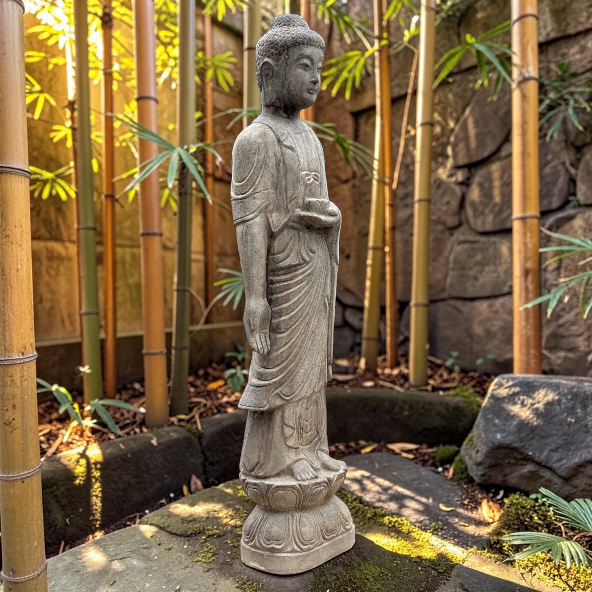 Stein Buddha Statue Garten Skulptur 120 cm groß