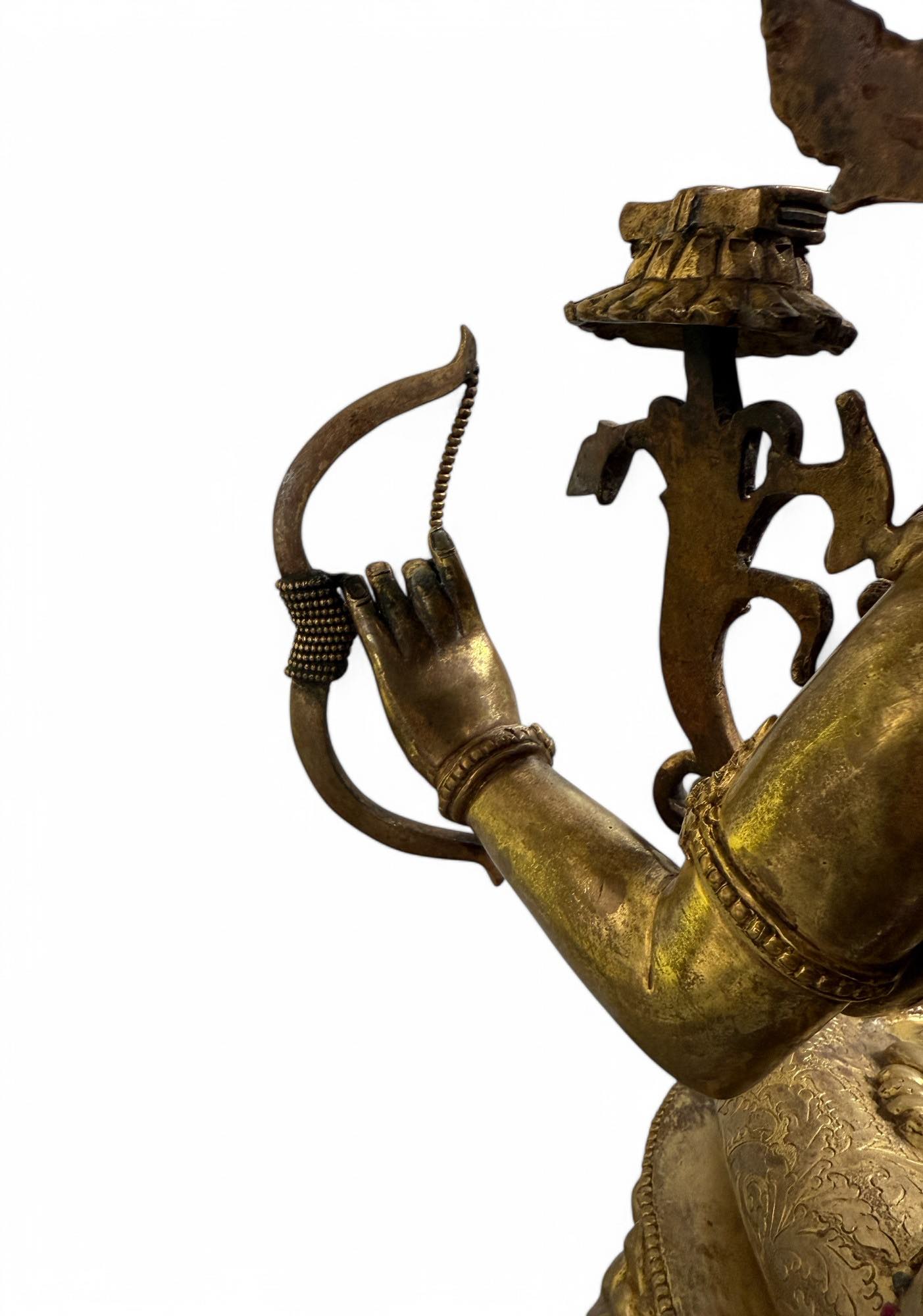 Vergoldete Manjsuhri Statue Bodhisattva mit Rubin & Türkis