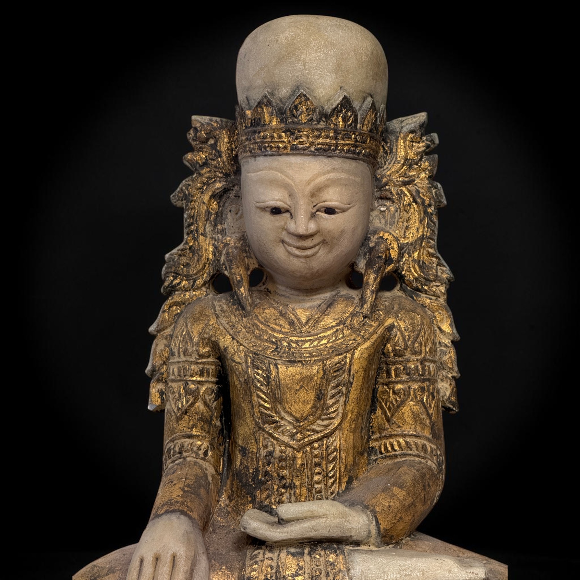 Jambupati Buddha gekrönt aus Marmor Stein Burma
