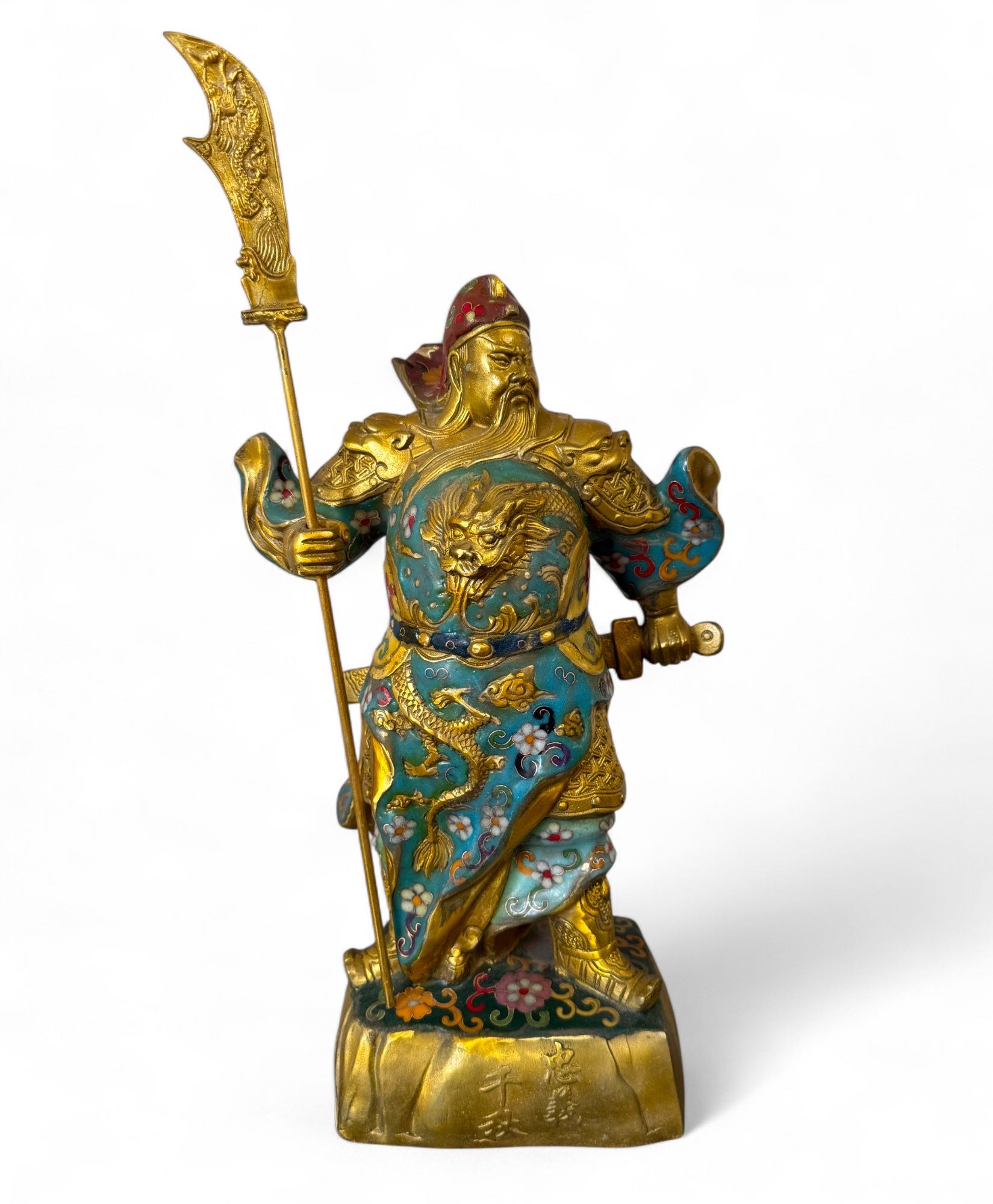 General Guan Yu China Bronze Krieger Figur Cloisonne Skulptur