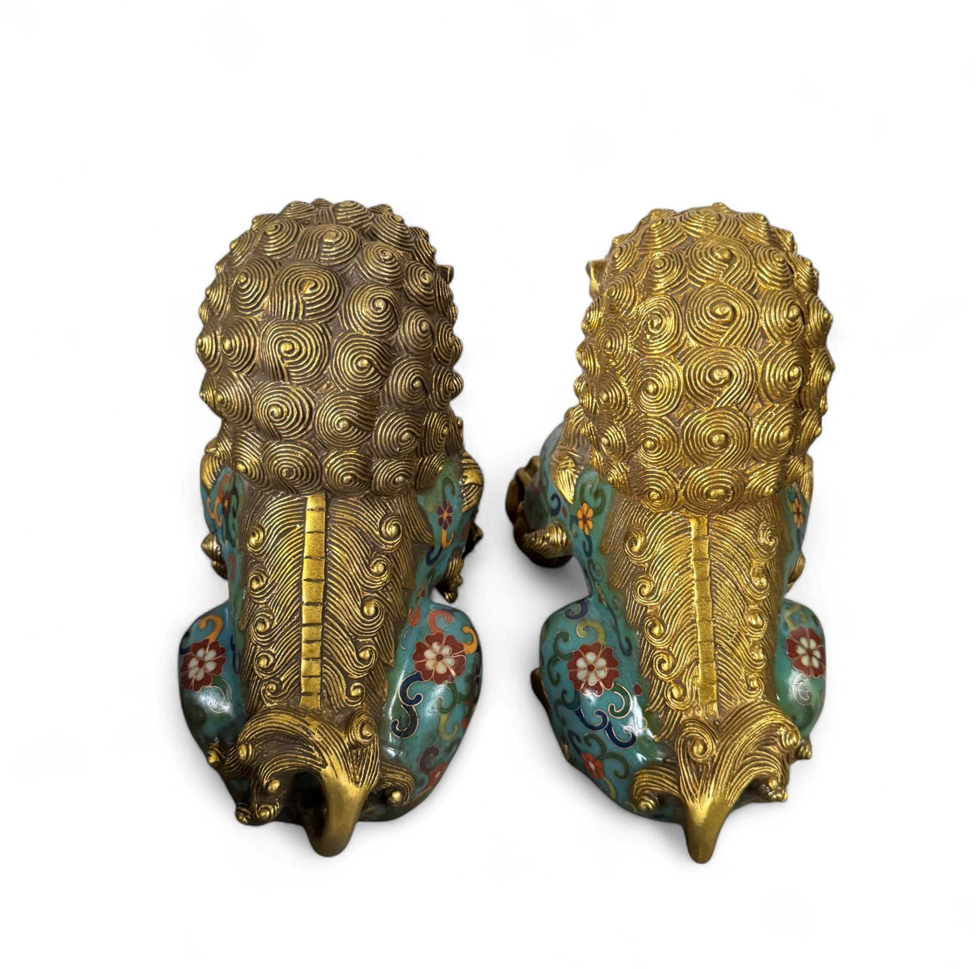 Chinesische Wächterlöwen Bronze Skulpturen Cloisonne Figuren