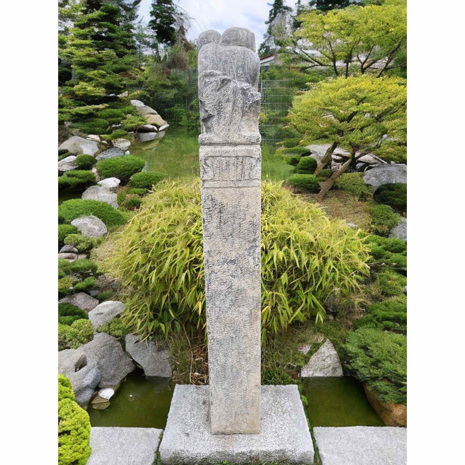 Gartenstele Stein Affe chinesisches Horoskop - 150cm groß