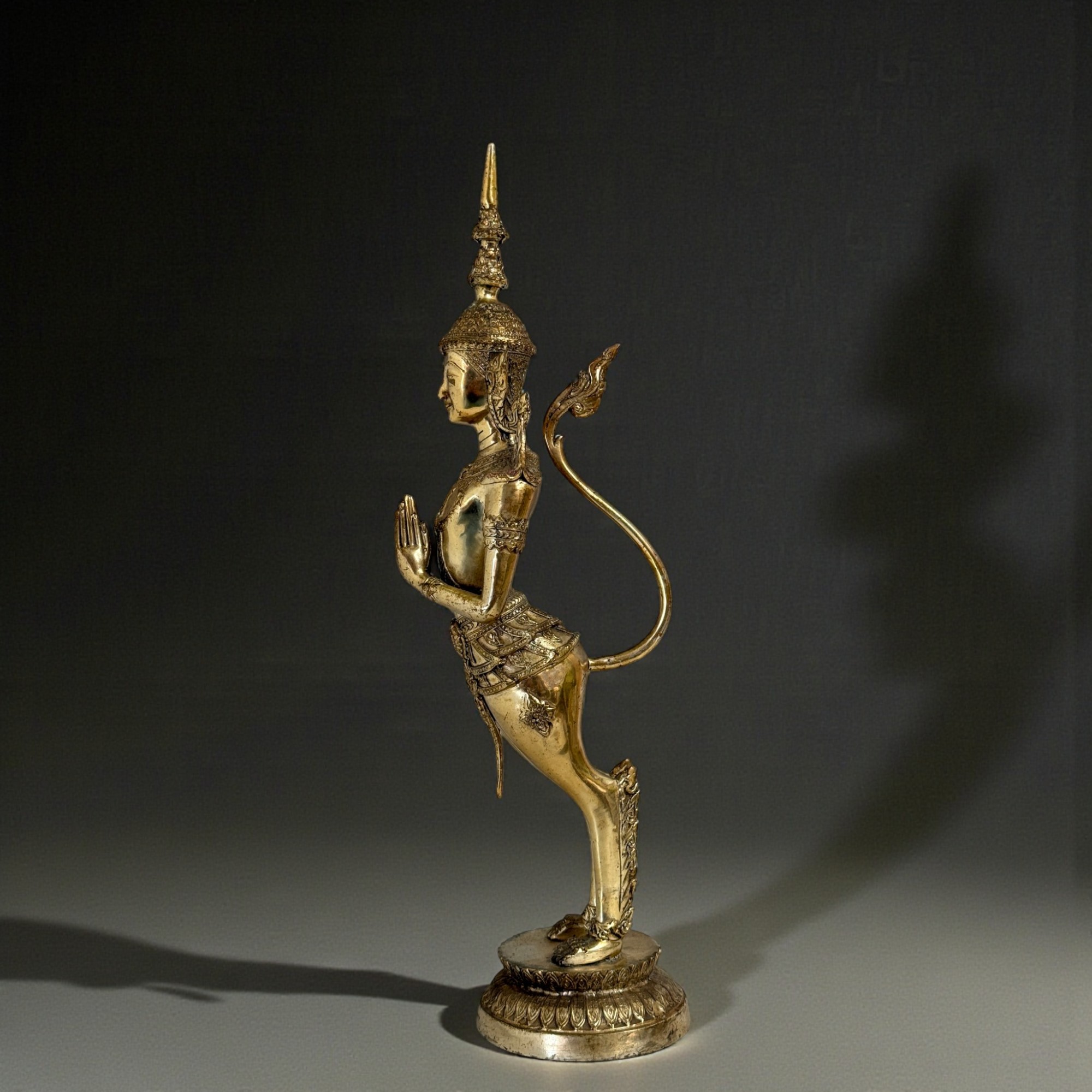 Kinnari Figur Bronze Messing Thailand asiatisches Sammlerstück 39,5 cm