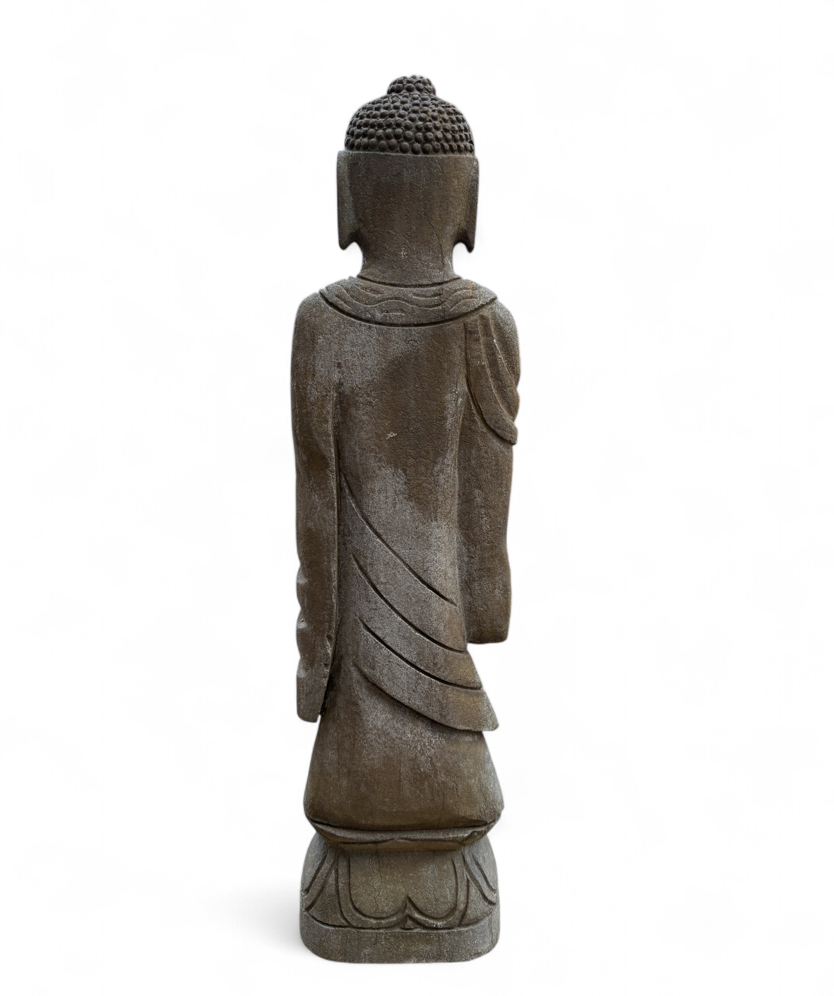 Naturstein Buddha mit Pagode – Stehende Statue, Tibet/China, 70 cm