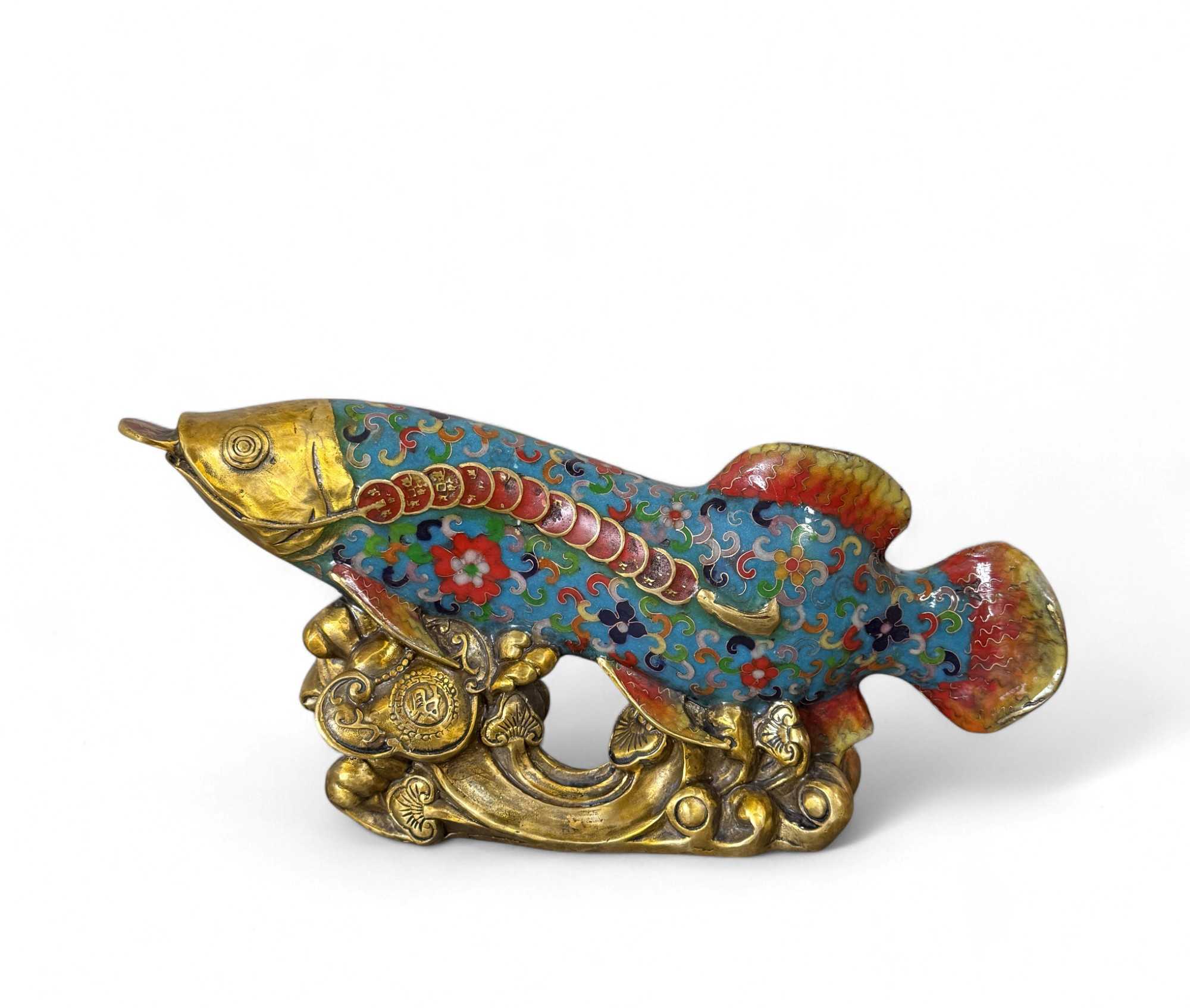 Koifisch Bronze Skulptur Cloisonne Figur Reichtumssymbol