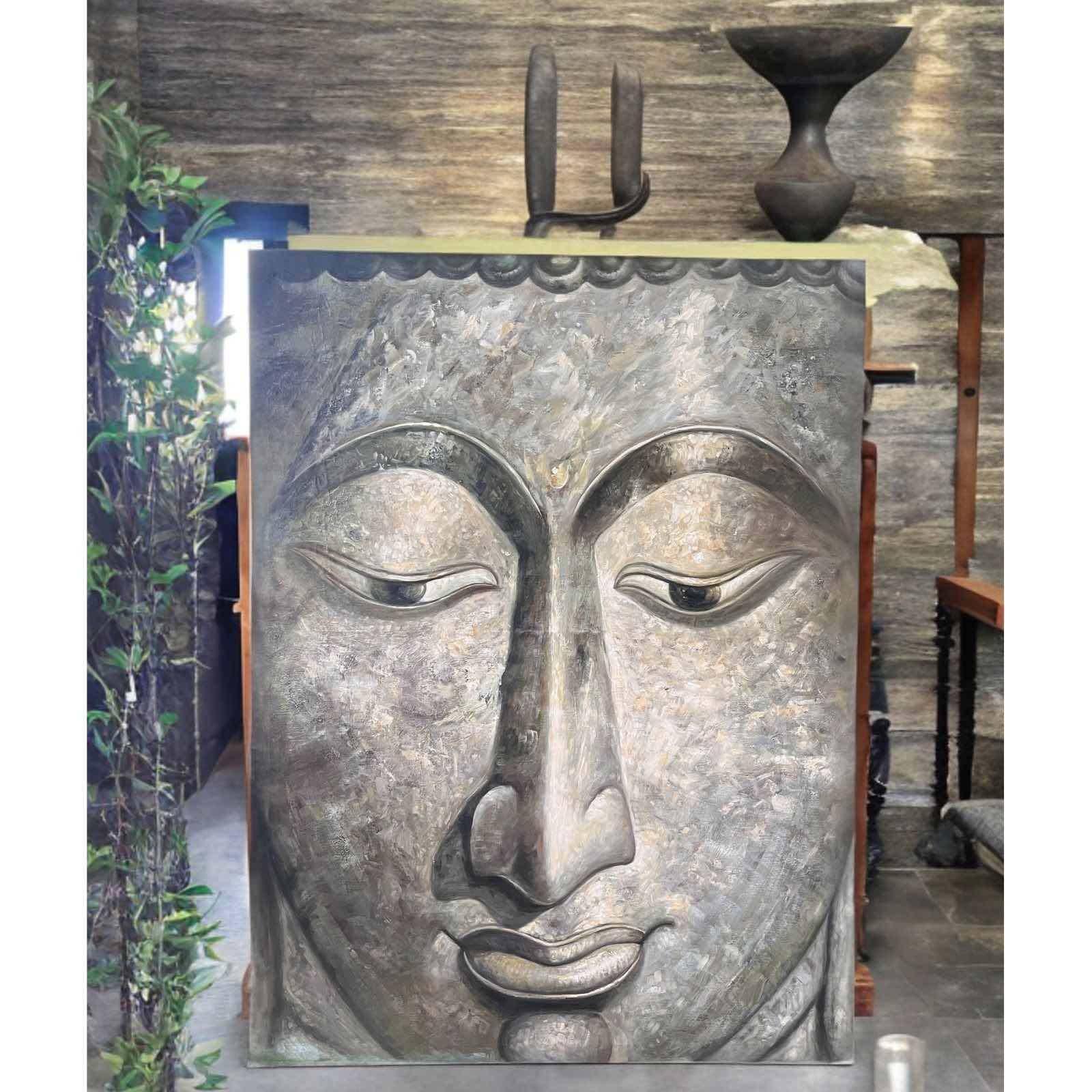 Gemälde Buddhakopf Acryl gemalt