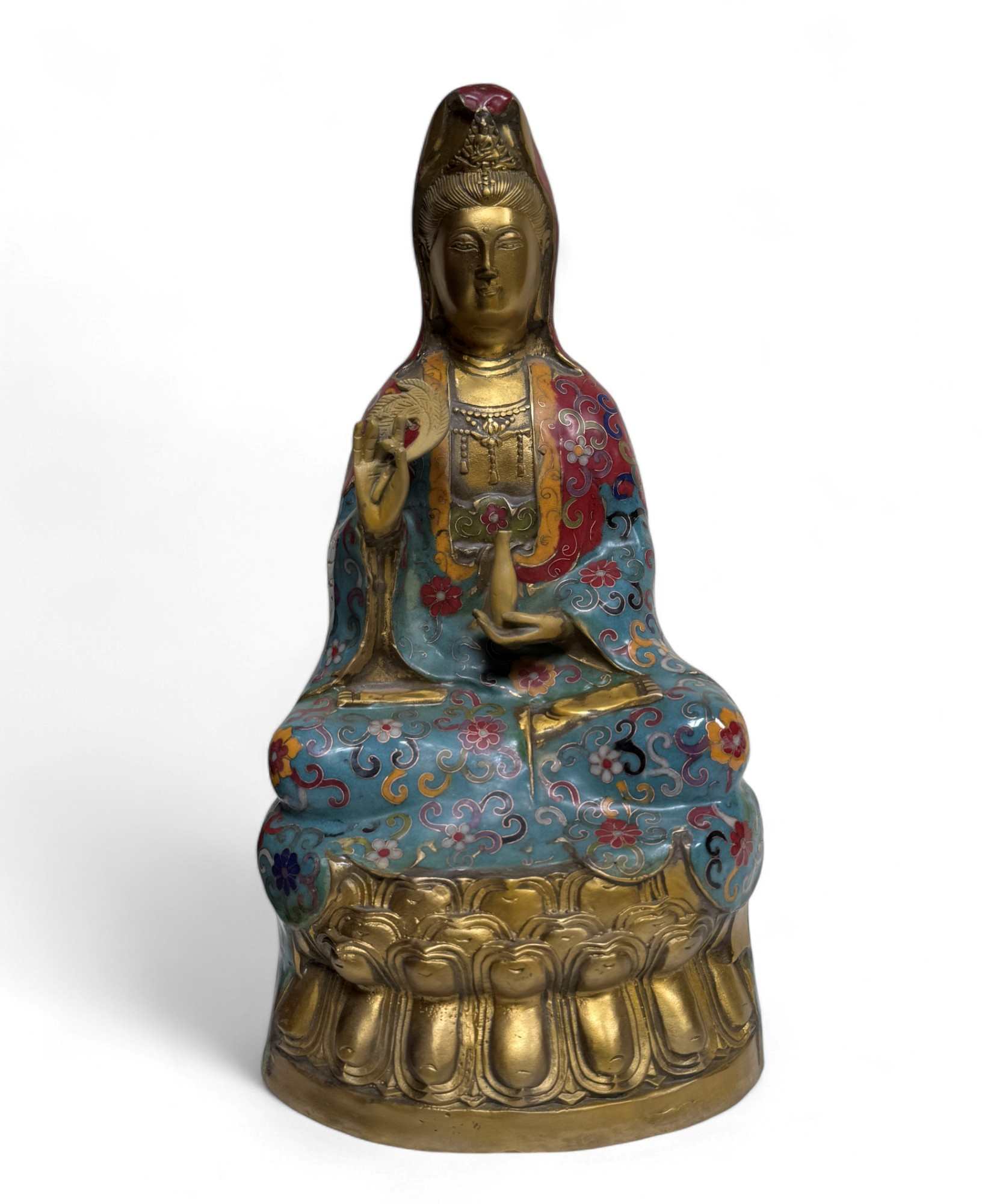 Guan Yin Bronze Figur China Bodhisattva Skulptur Buddha Figur