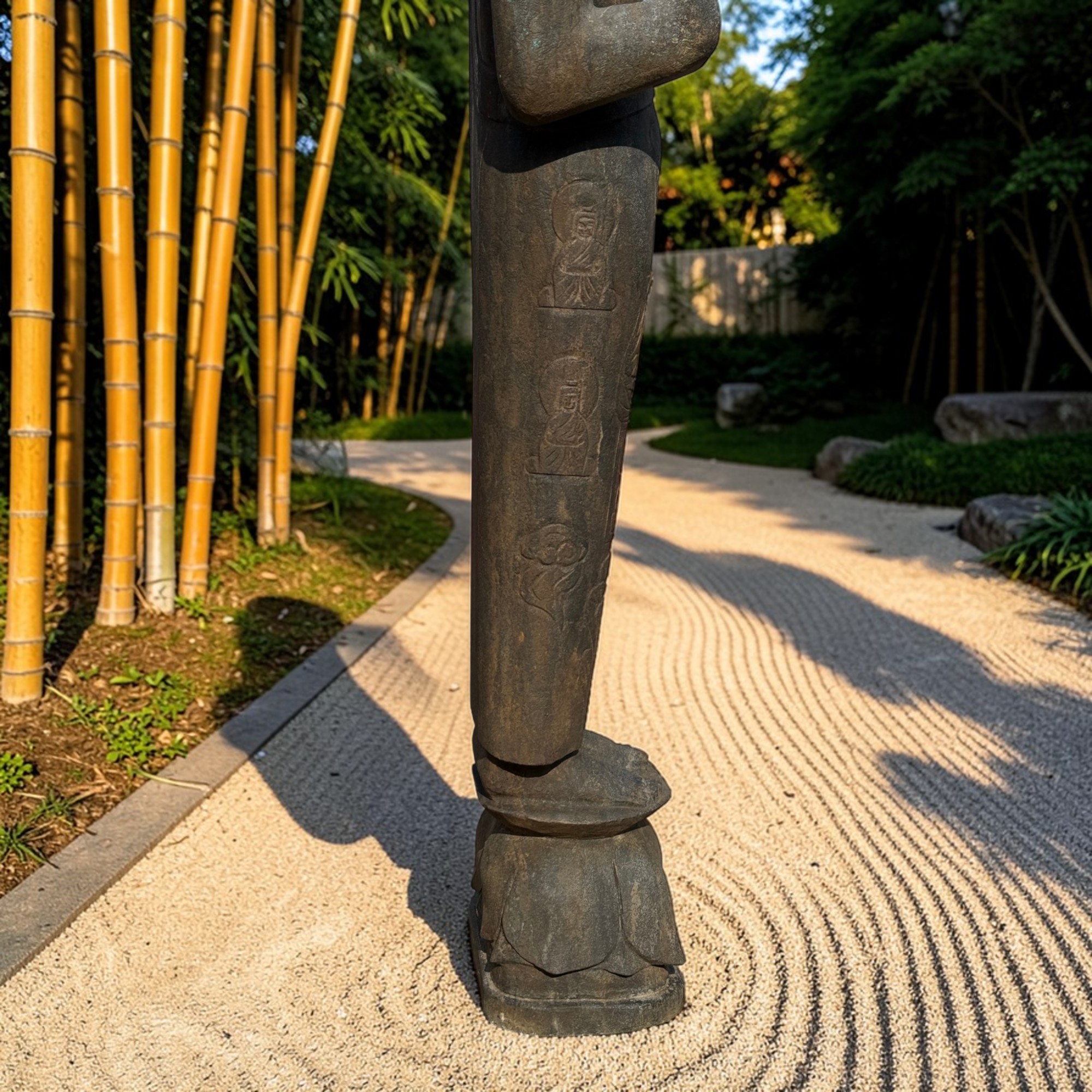 Garten Buddha Statue stehende Skulptur Schutz Geste 121 cm groß