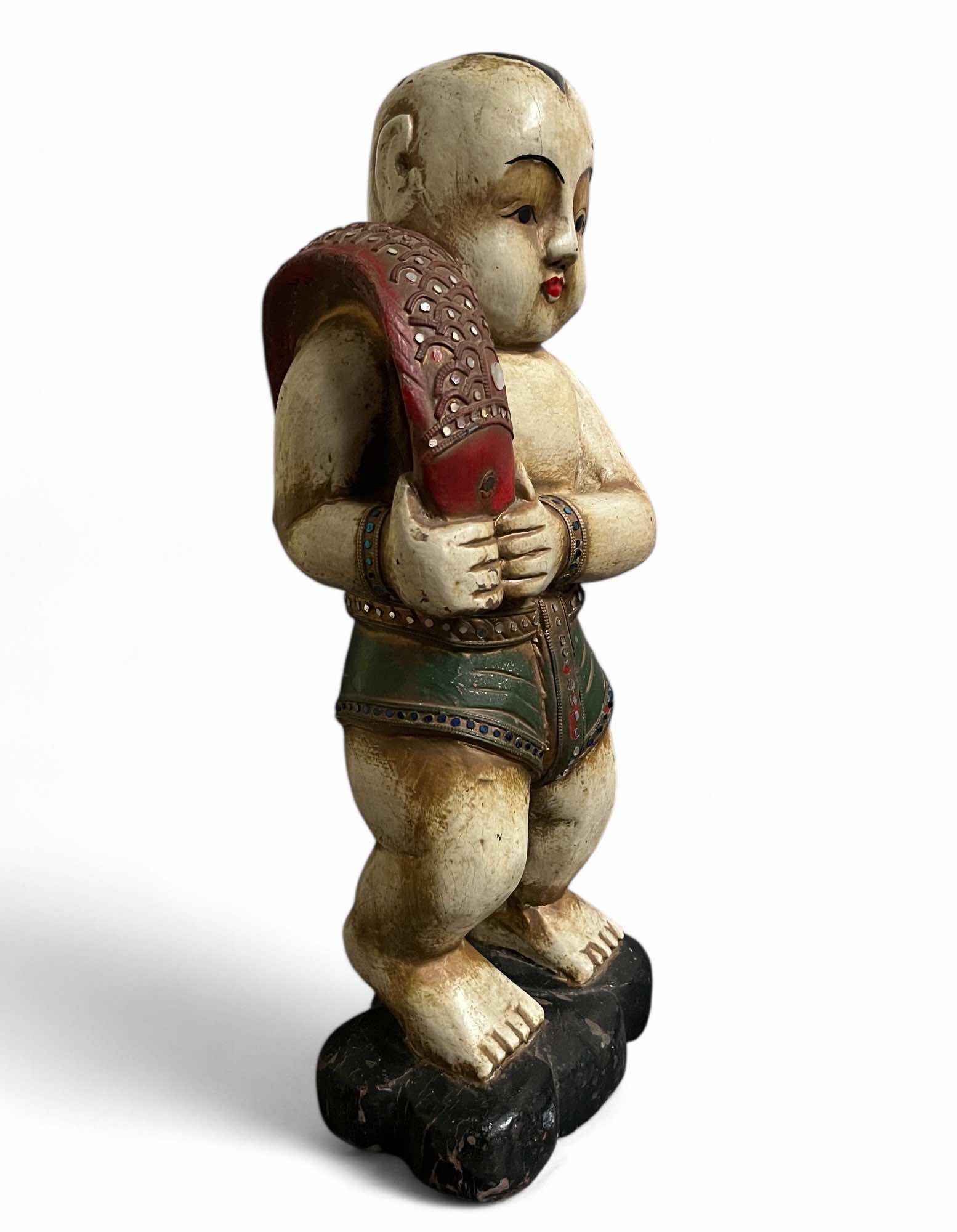 Shaolin Mönch Holz Figur China 50 cm groß